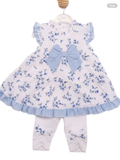 Avelorie Baby white leggings with blue and white top 0326653