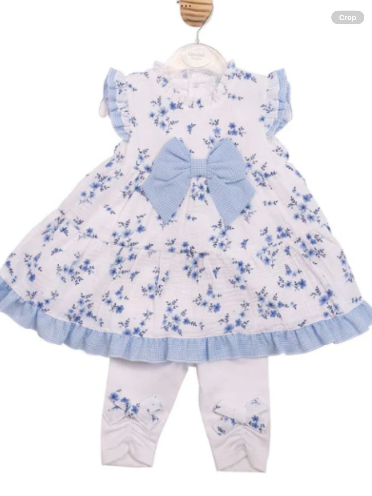 Avelorie Baby white leggings with blue and white top 0326653