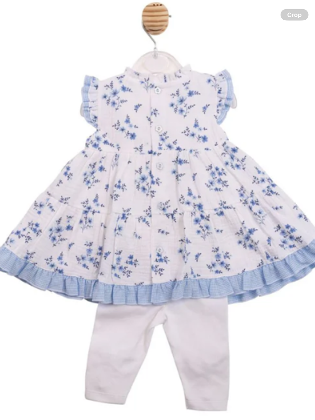 Avelorie Baby white leggings with blue and white top 0326653