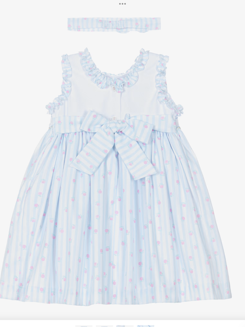 Avelorie Baby Girls Blue & White Striped Cotton Hand-Smocked Dress Set 0426732