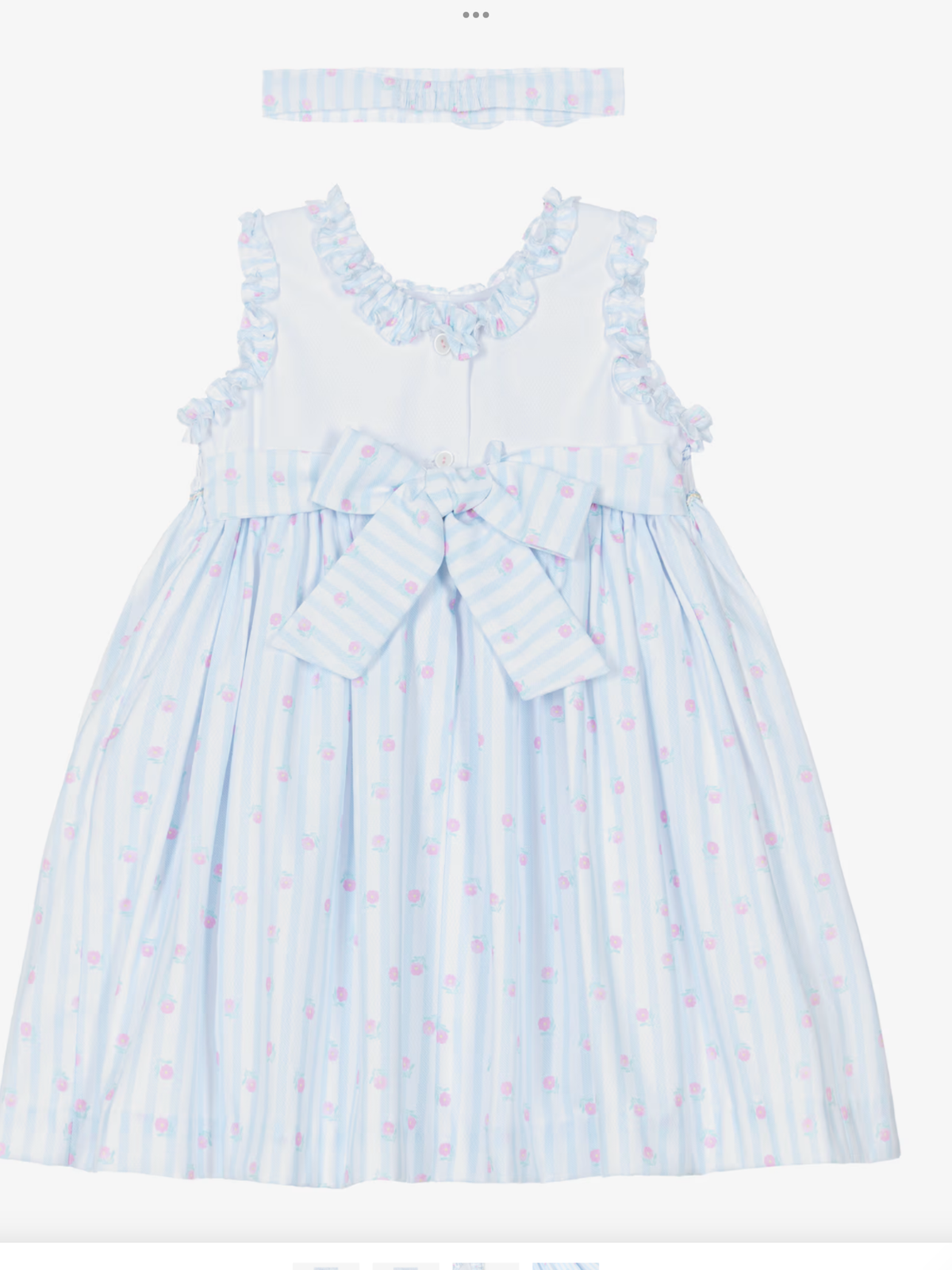 Avelorie Baby Girls Blue & White Striped Cotton Hand-Smocked Dress Set 0426732