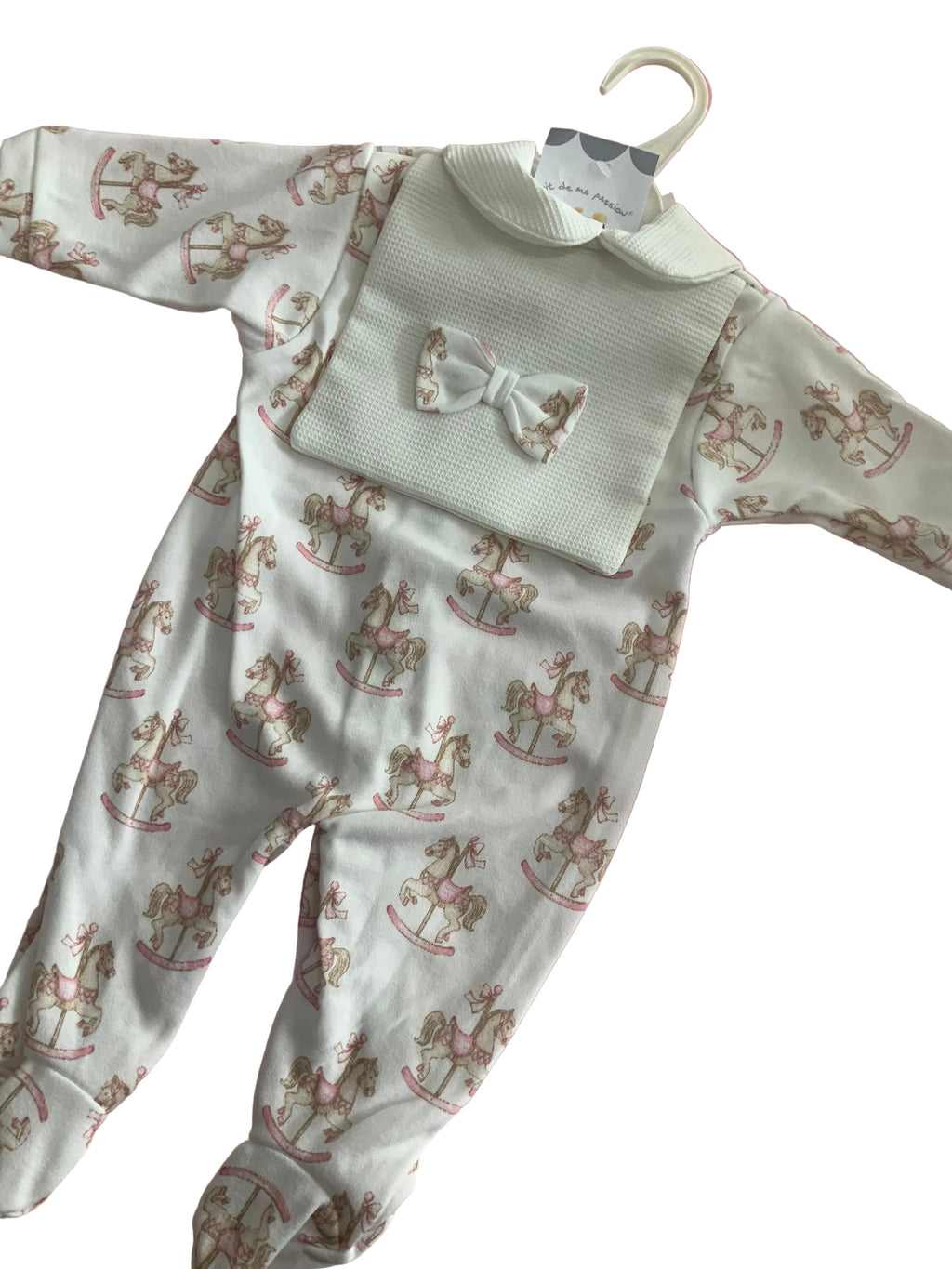 Pink and white rocking horse babygro 0626773