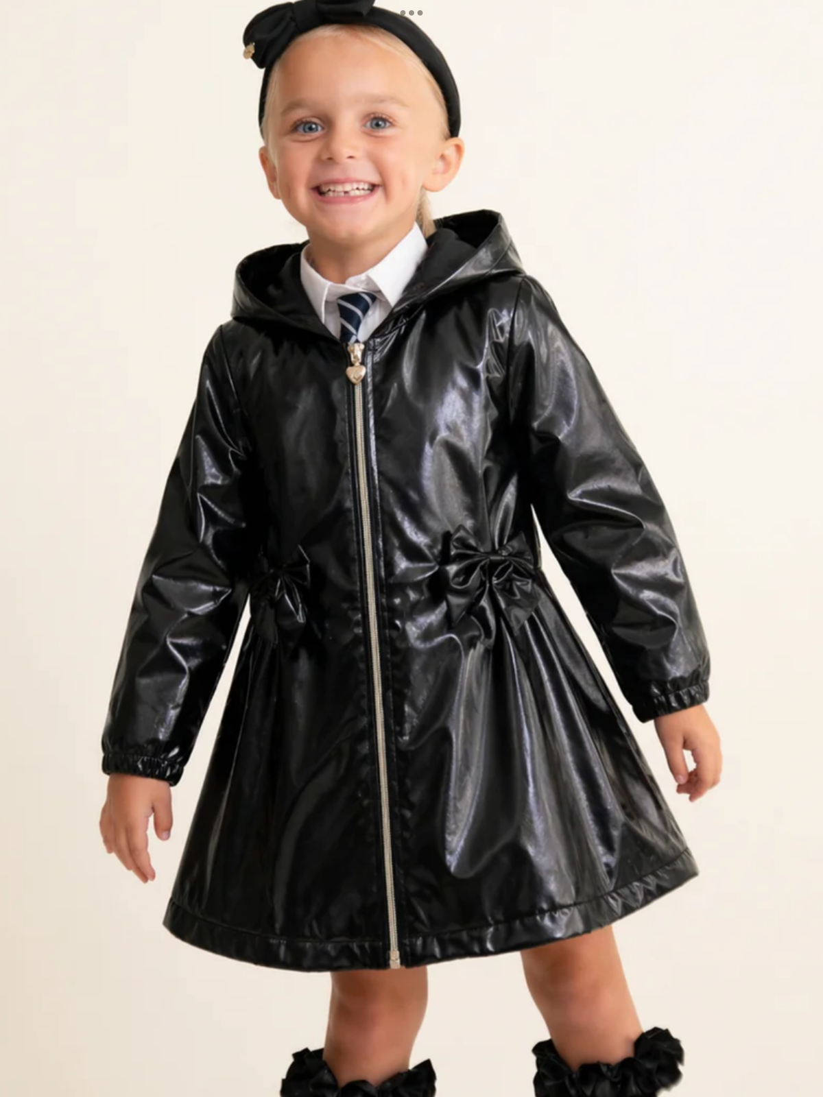 Avelorie Baby Black Shimmer Hooded Rain Coat 0726785