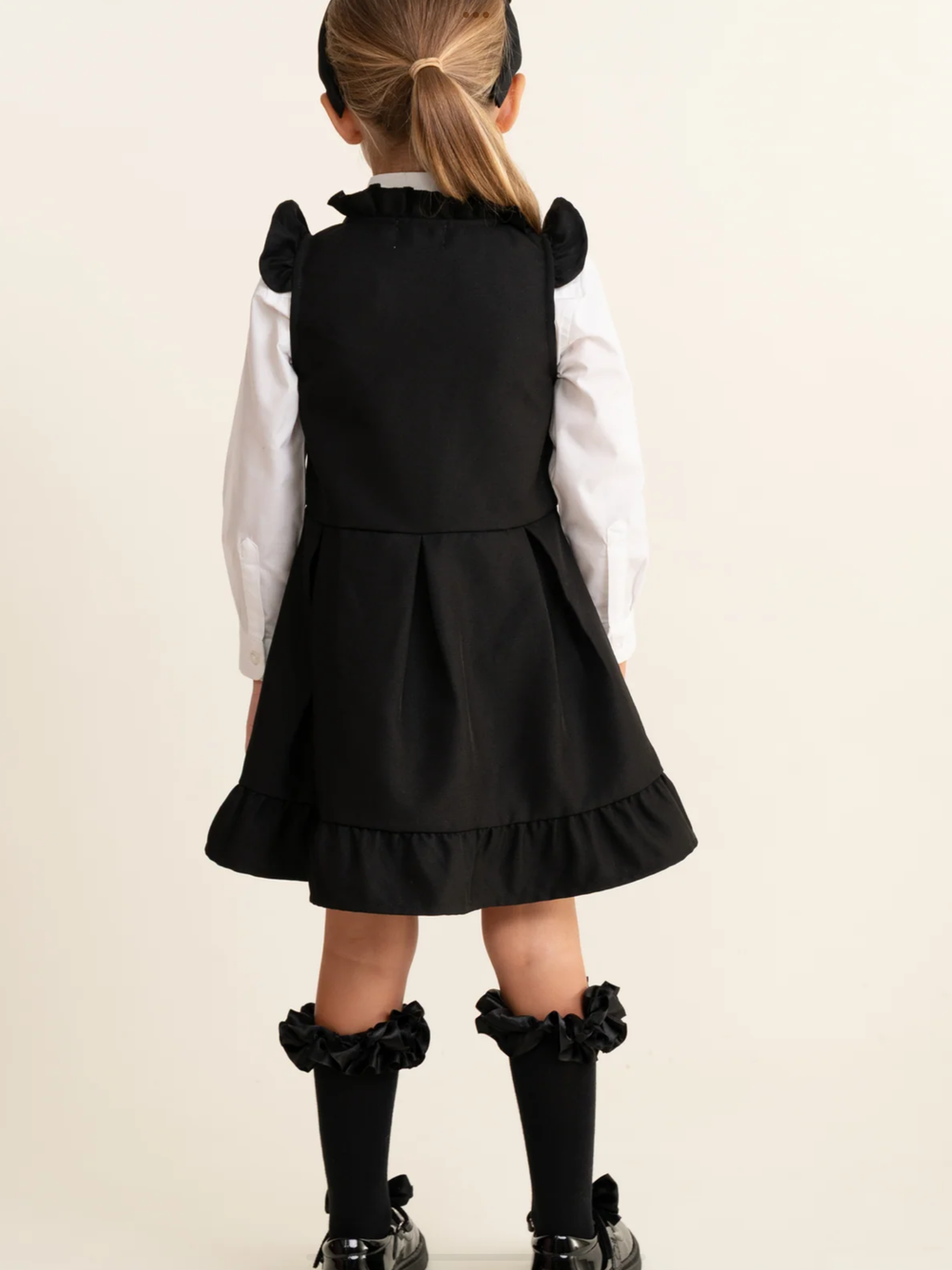 Avelorie Baby Black Zip Front Pinafore with Bow Details 0726786