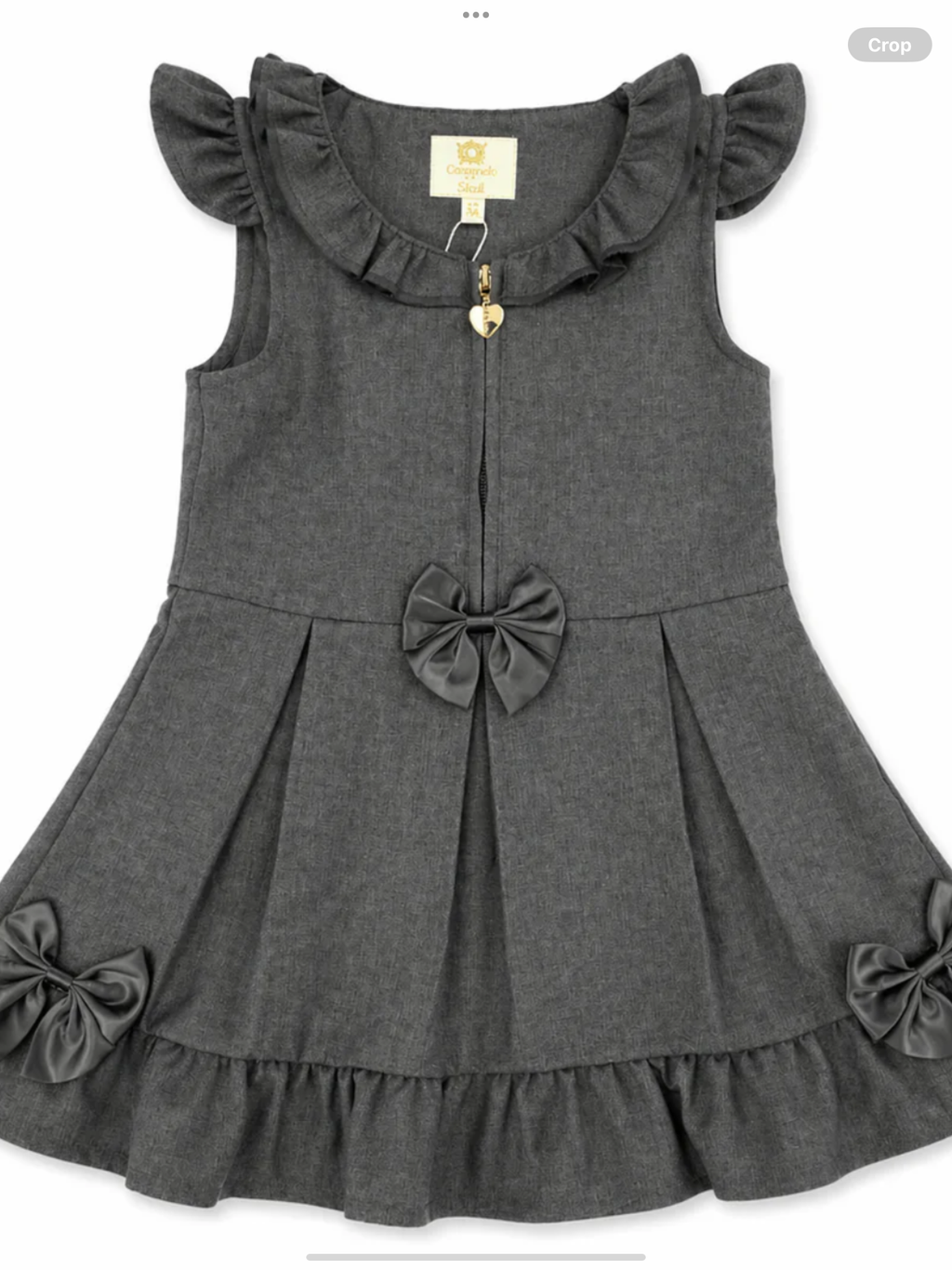 Avelorie Baby Grey Zip Front Dress with Bow Details 0726788