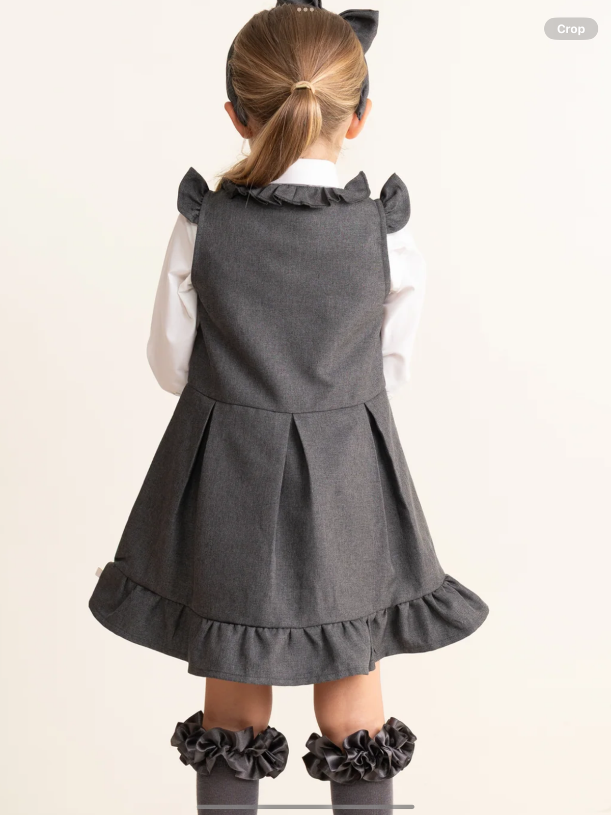 Avelorie Baby Grey Zip Front Dress with Bow Details 0726788