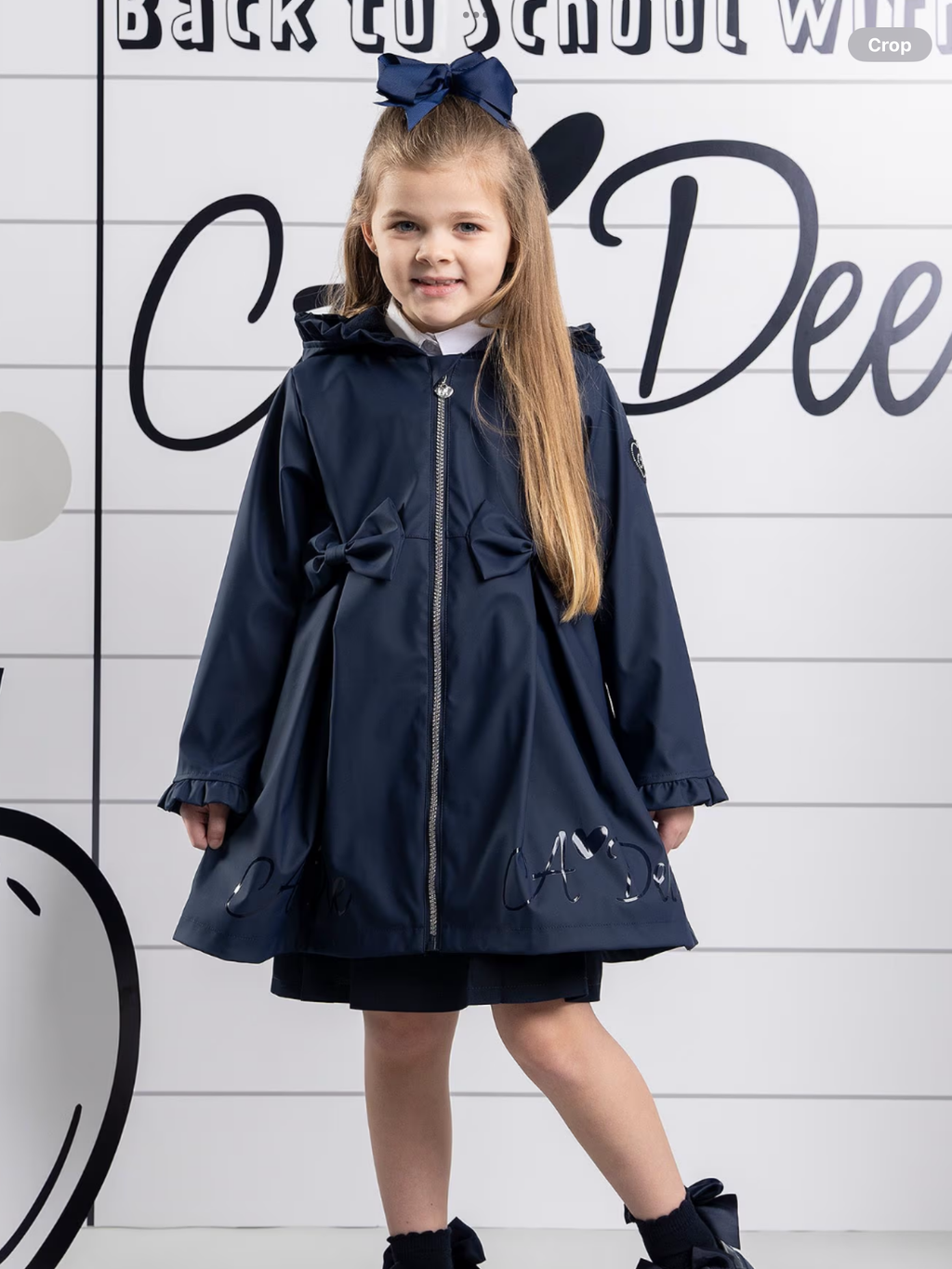 Avelorie Baby Girls dark Navy Nova raincoat with Ruffles & Bows 0726792