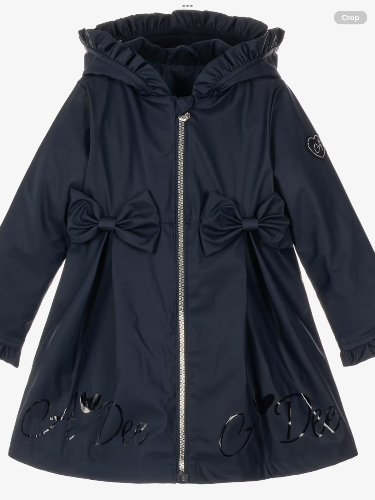 Avelorie Baby Girls dark Navy Nova raincoat with Ruffles & Bows 0726792