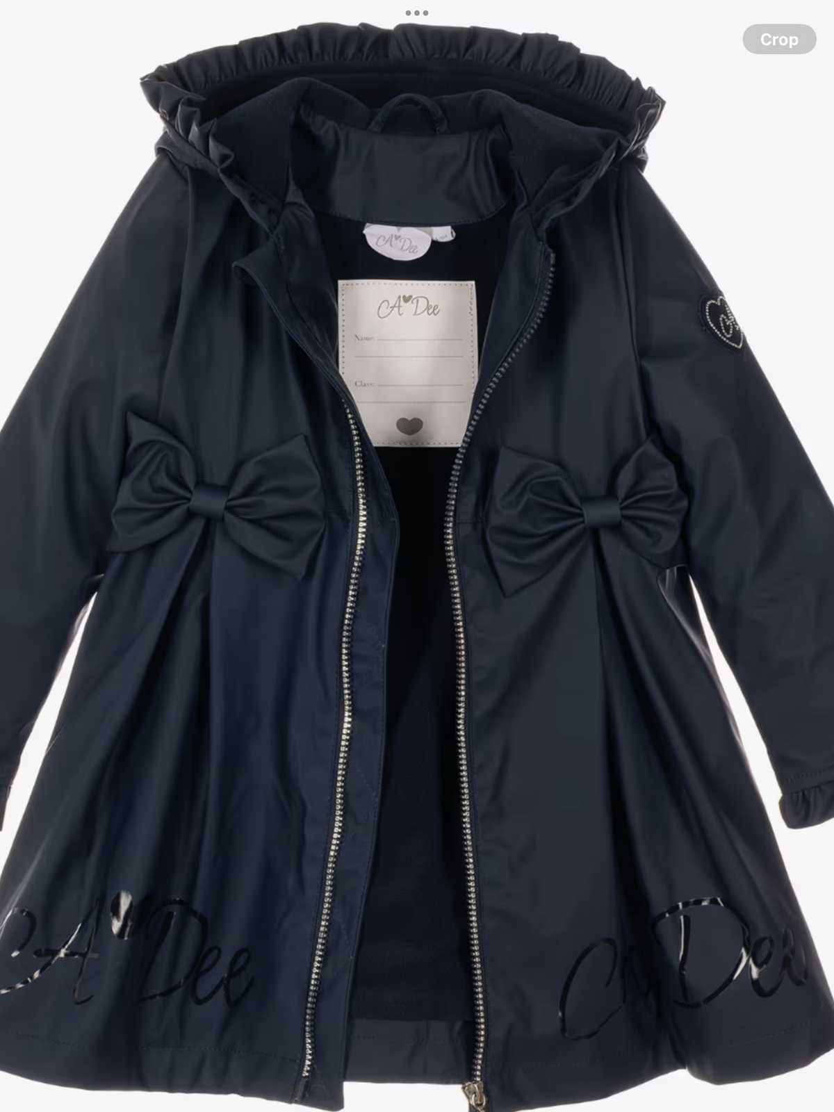 Avelorie Baby Girls dark Navy Nova raincoat with Ruffles & Bows 0726792