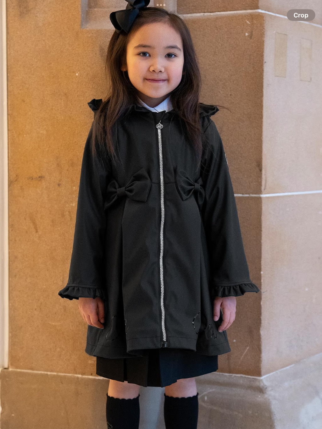 Avelorie Baby nova Girls Black Raincoat with Ruffles & Bows 0726793