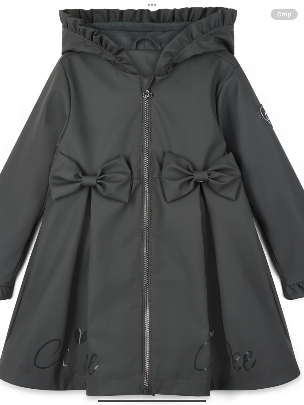 Avelorie Baby nova Girls DARK GREY Raincoat with Ruffles & Bows 0726793