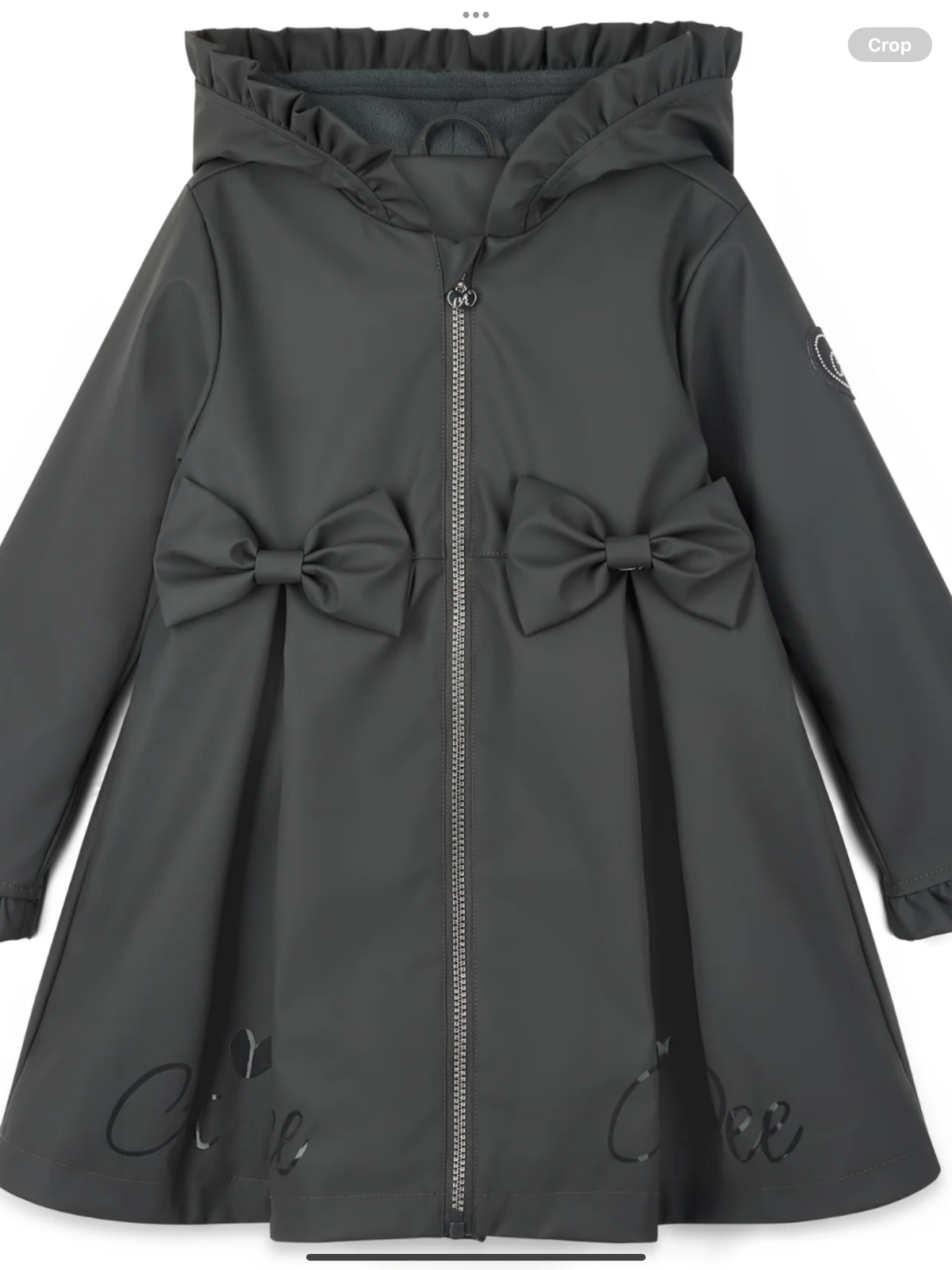 Avelorie Baby nova Girls DARK GREY Raincoat with Ruffles & Bows 0726793