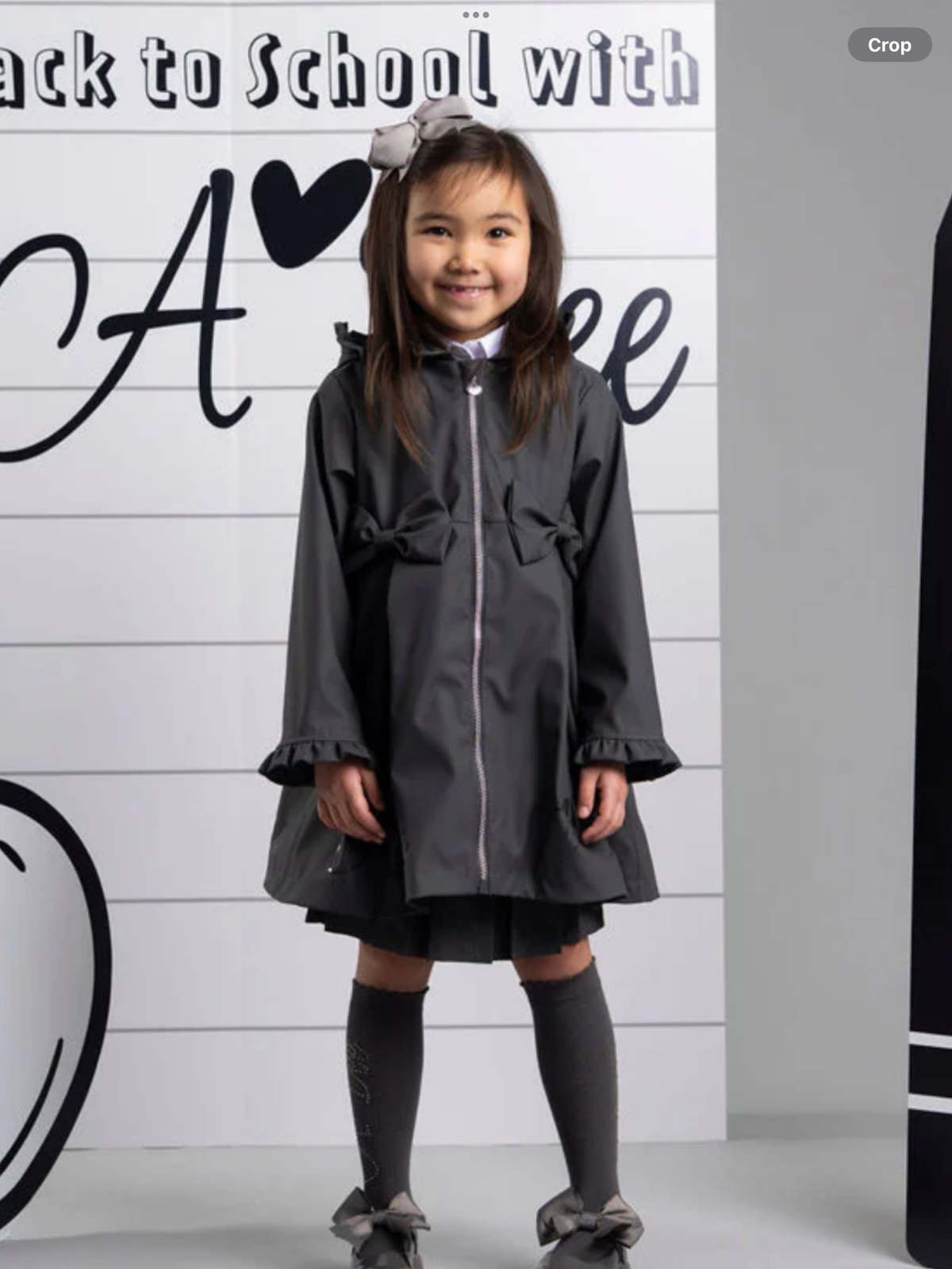 Avelorie Baby nova Girls DARK GREY Raincoat with Ruffles & Bows 0726793