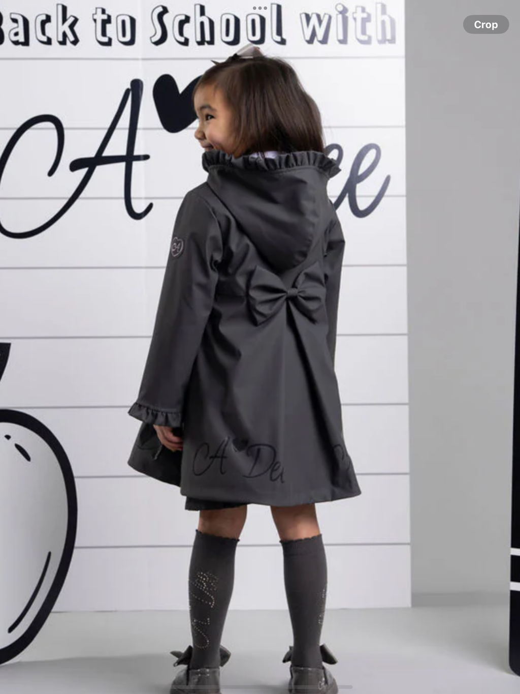 Avelorie Baby nova Girls DARK GREY Raincoat with Ruffles & Bows 0726793