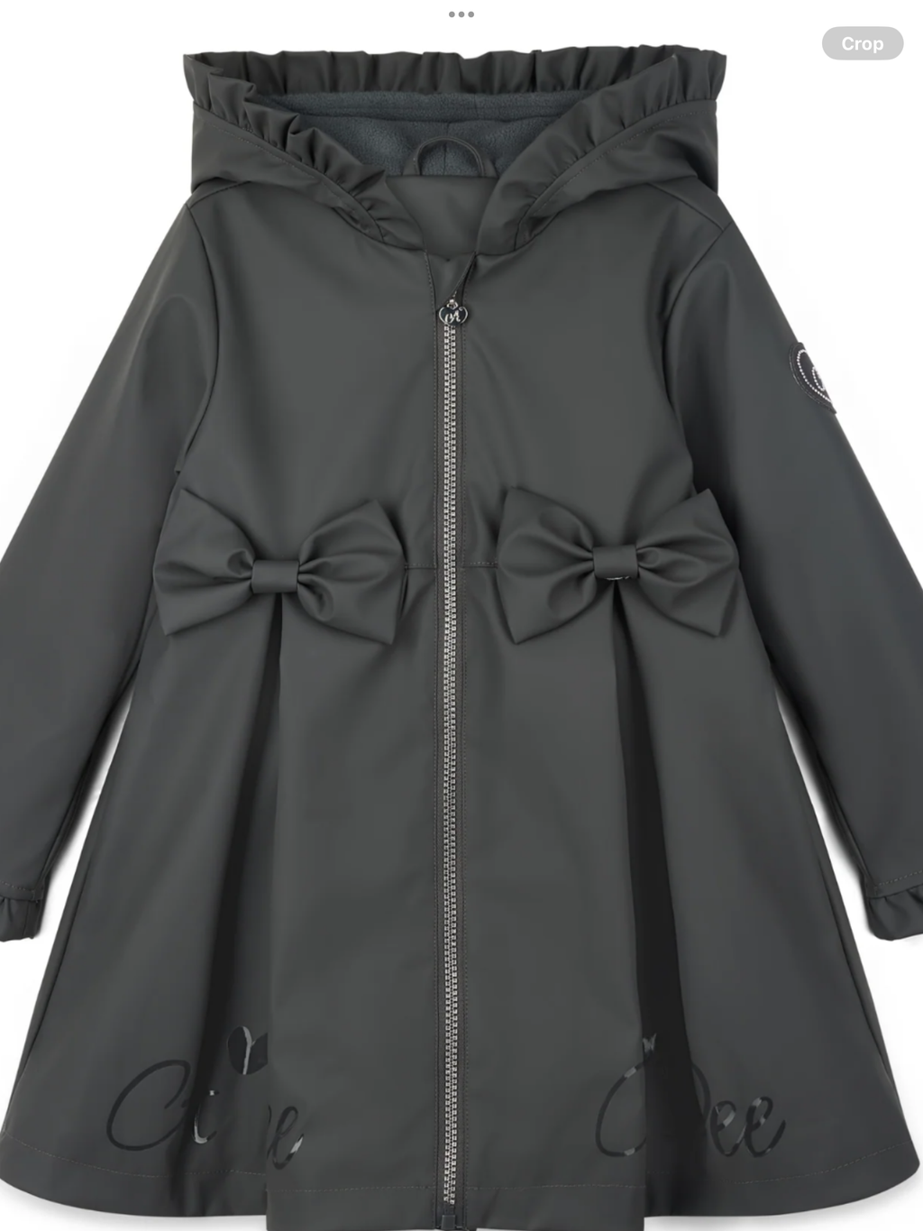 Avelorie Baby nova Girls DARK GREY Raincoat with Ruffles & Bows 0726793
