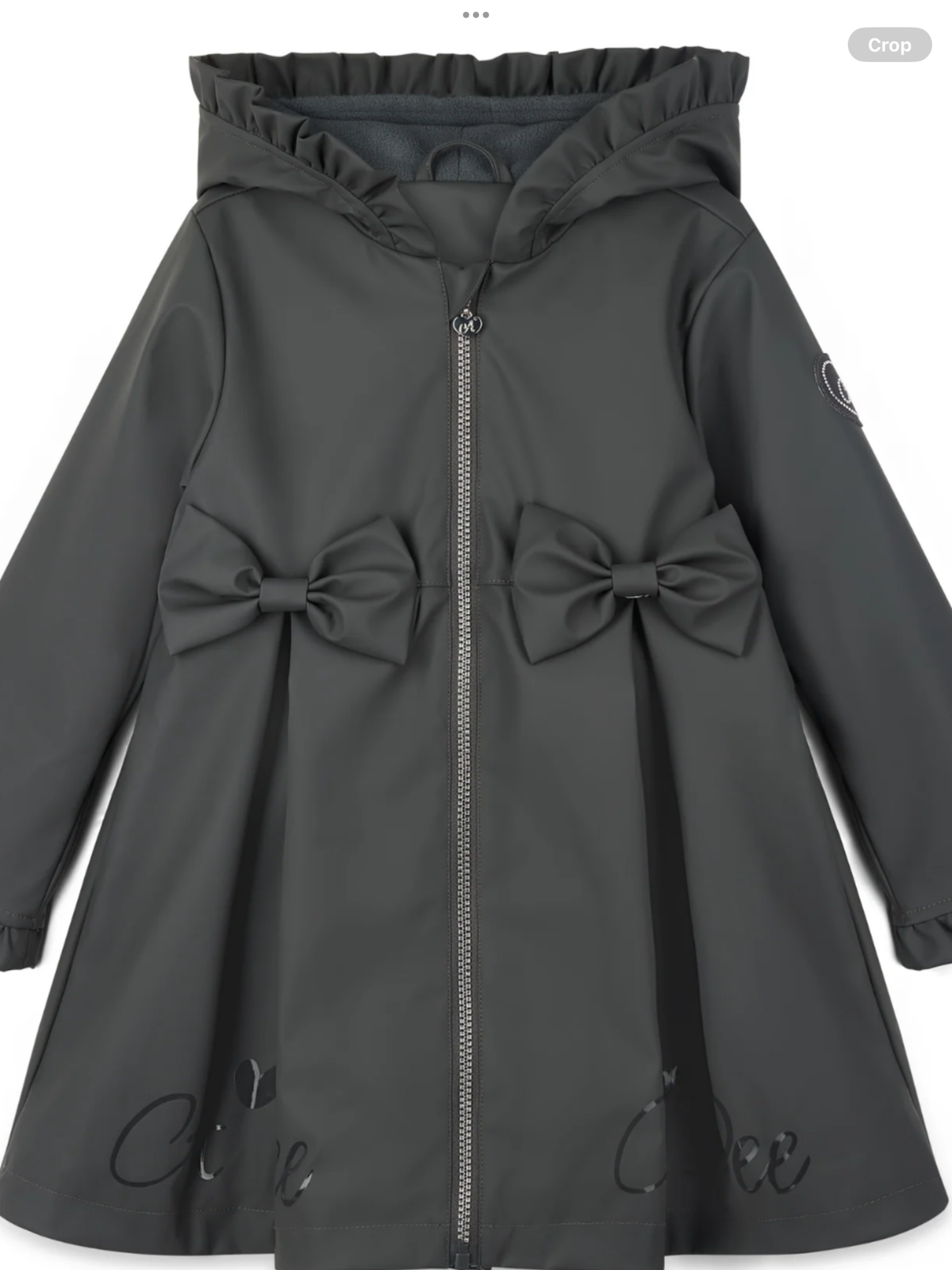 Avelorie Baby nova Girls DARK GREY Raincoat with Ruffles & Bows 0726793