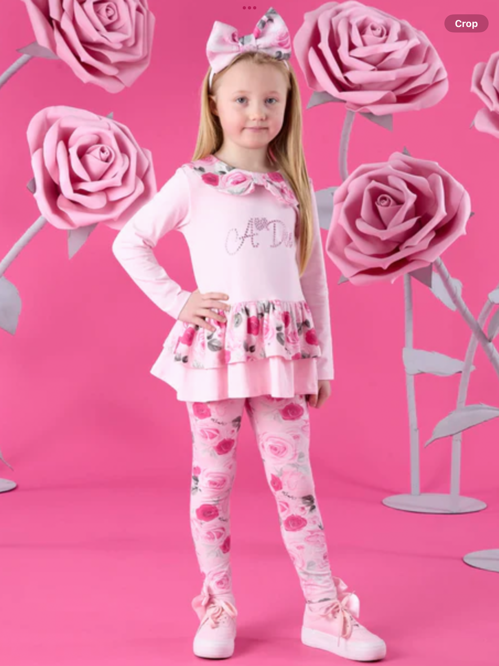 Avelorie Baby WINTER BLOOM ADELINE ROSE PRINT PEPLUM LEGGING SET – PALE PINK 0726784