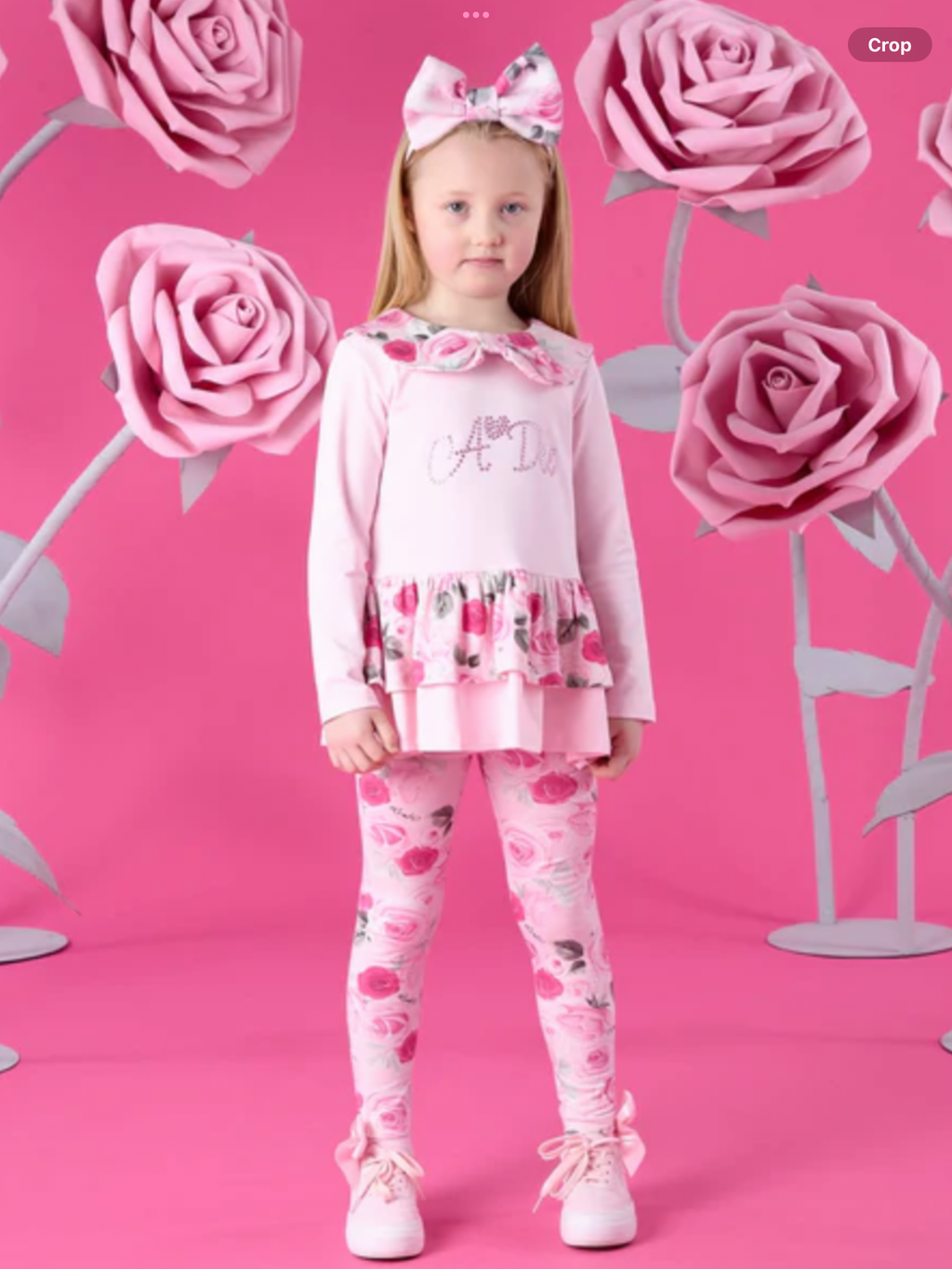 Avelorie Baby WINTER BLOOM ADELINE ROSE PRINT PEPLUM LEGGING SET – PALE PINK 0726784