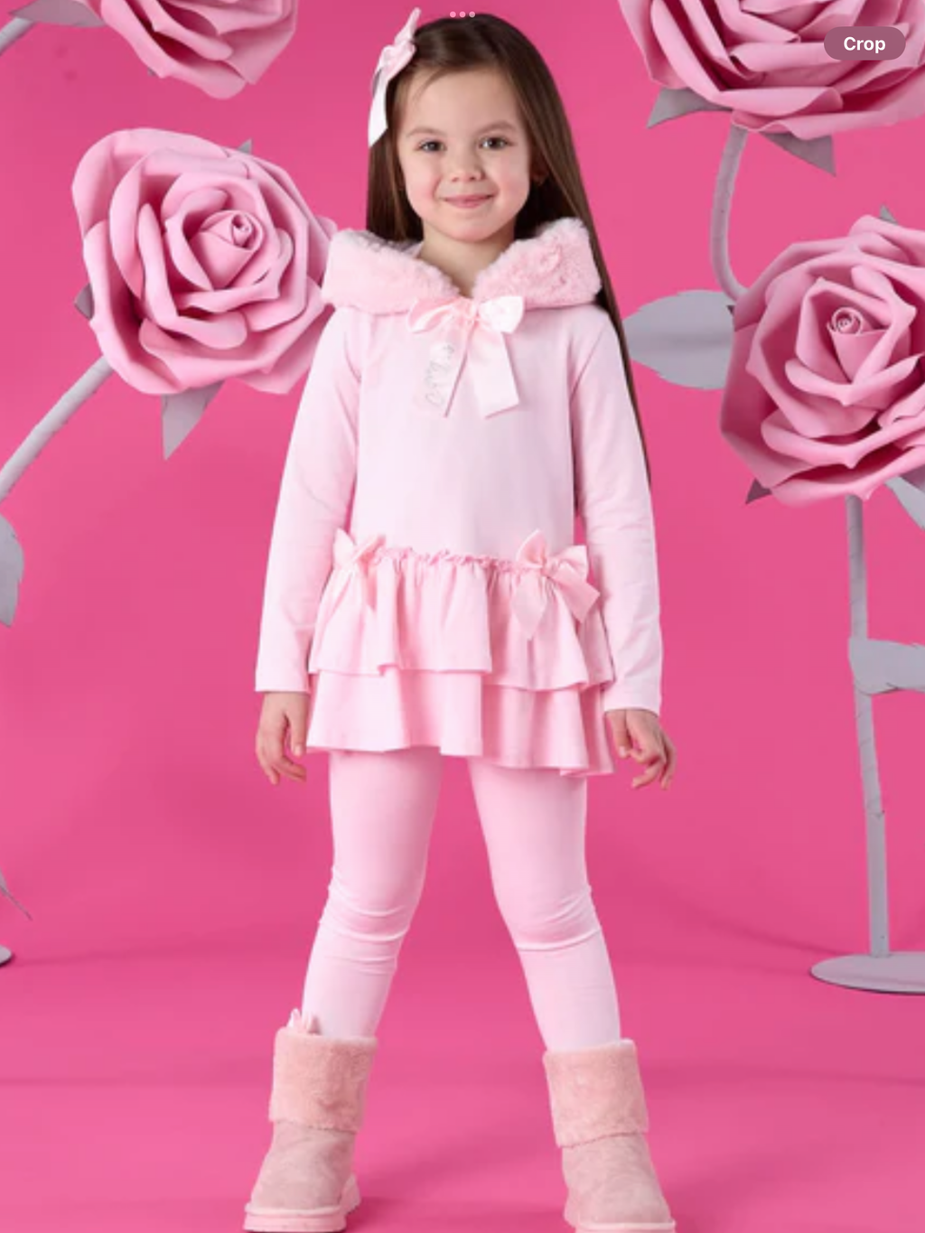Avelorie Baby WINTER BLOOM ALINA FLARE FUR HOOD LEGGING SET – PALE PINK 0726785