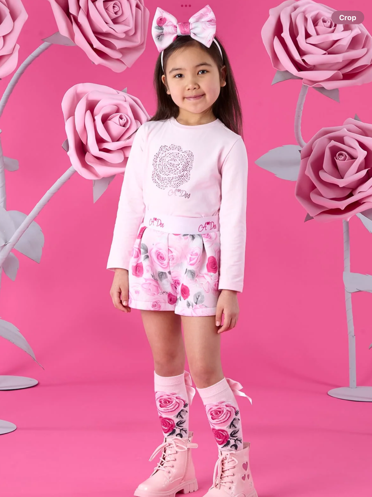 Avelorie Baby Winter Bloom Amaya Rose Print Shorts Set - Pale Pink 0726787