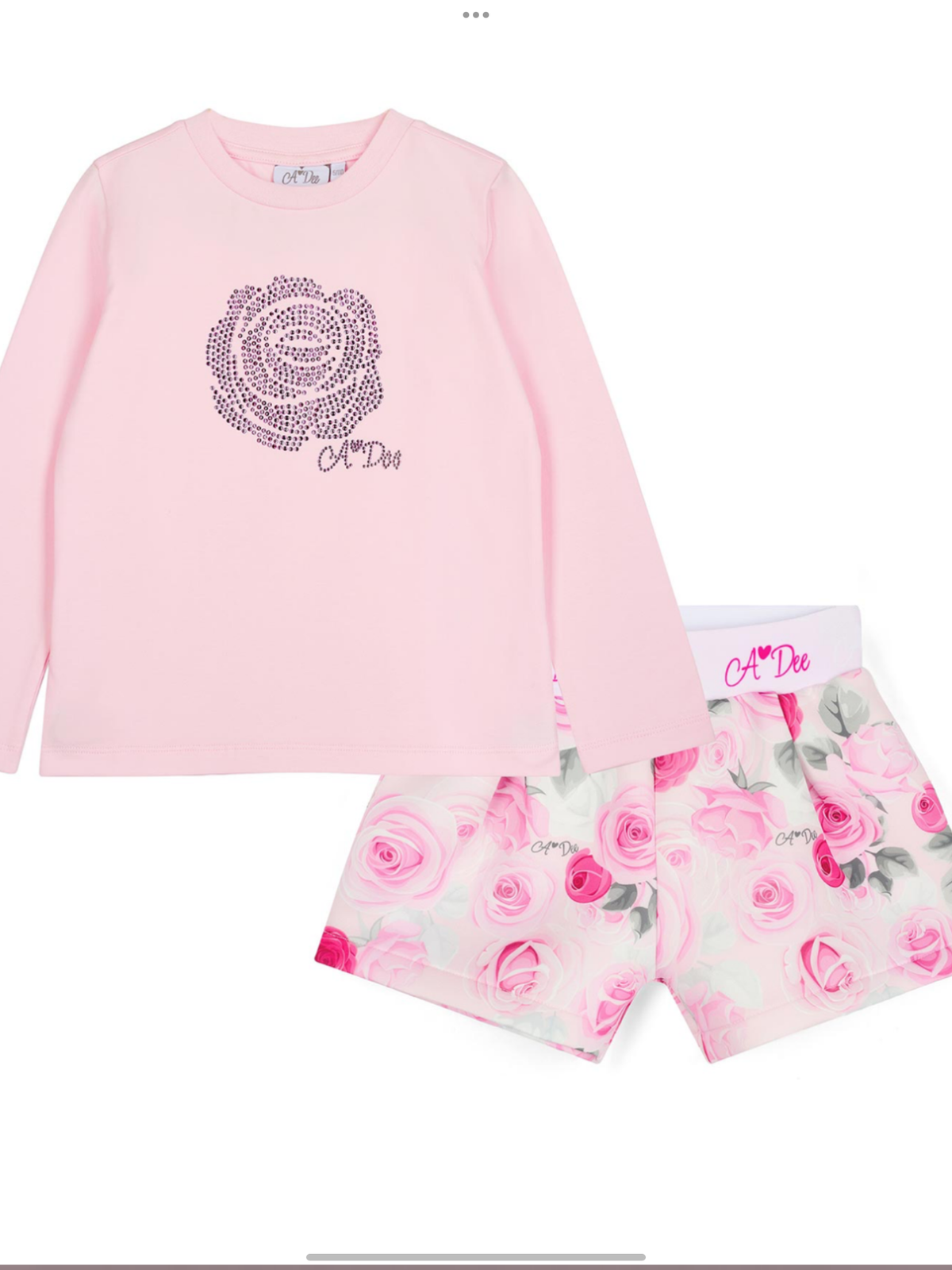 Avelorie Baby Winter Bloom Amaya Rose Print Shorts Set - Pale Pink 0726787