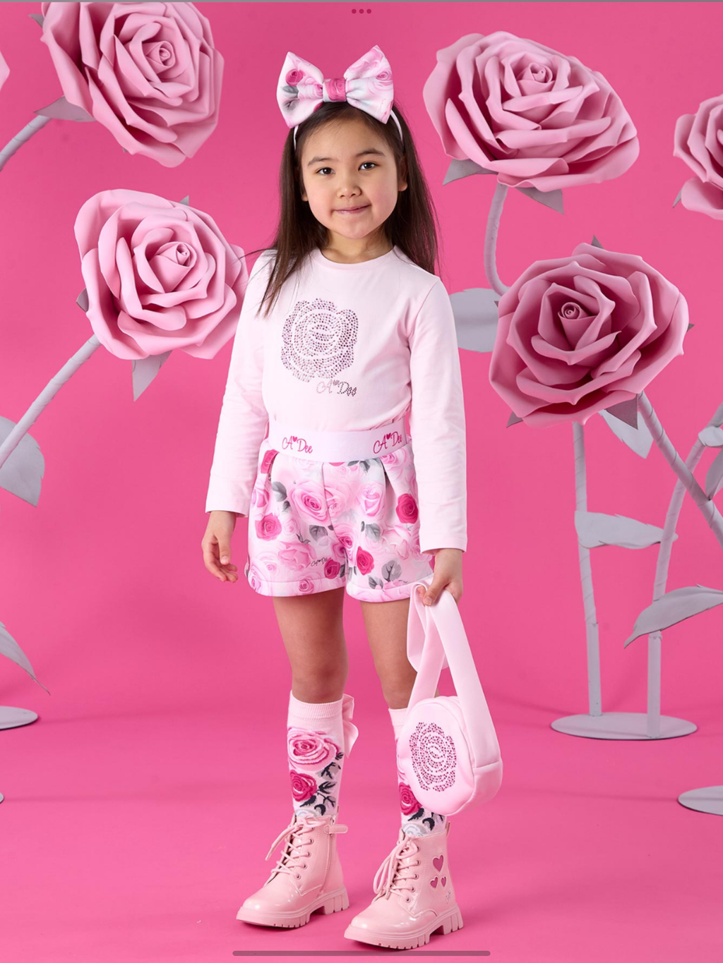 Avelorie Baby Winter Bloom Amaya Rose Print Shorts Set - Pale Pink 0726787