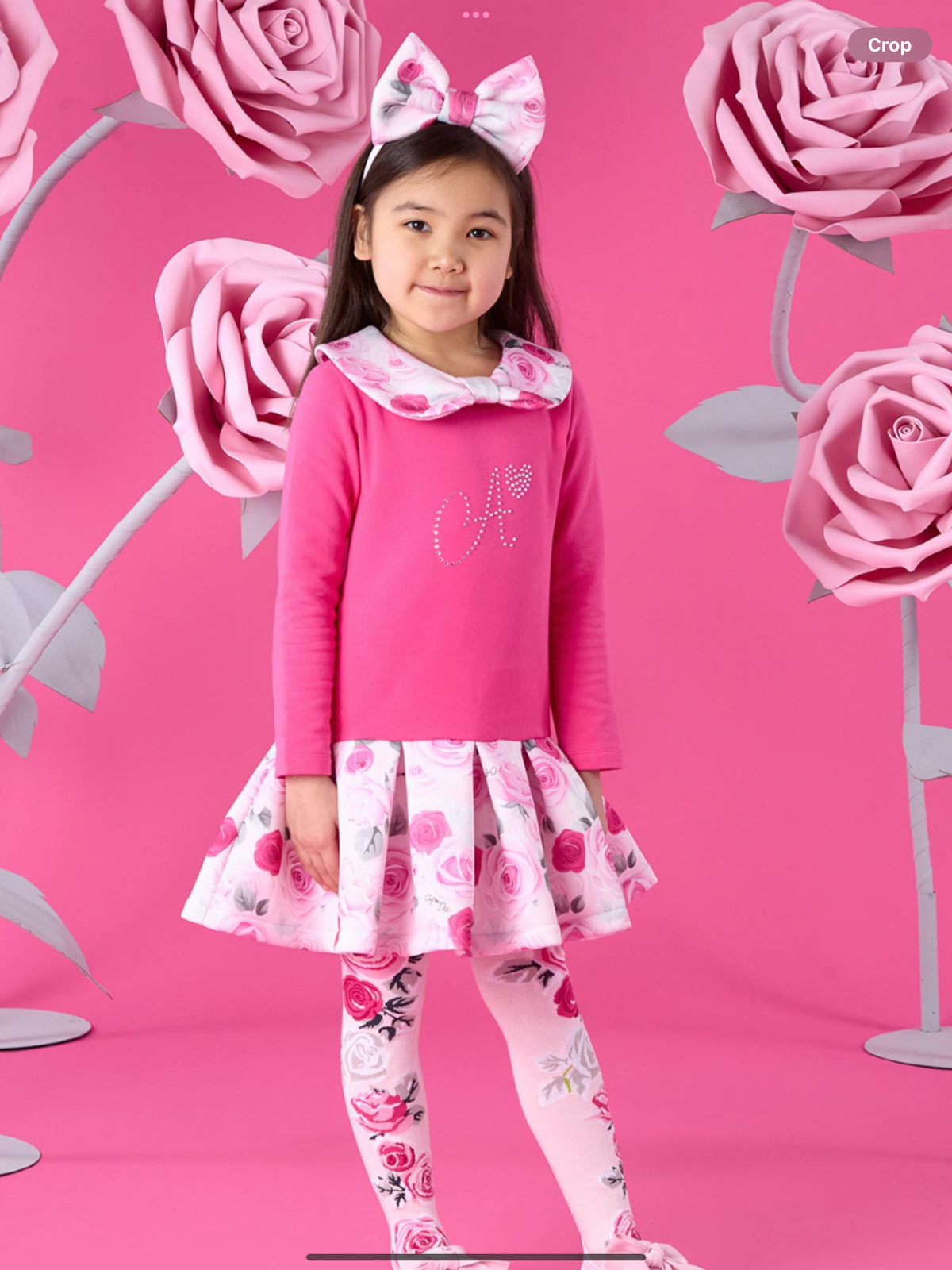 Avelorie Baby Winter Bloom Aspen Rose Print Drop Waist Dress - Fuchsia 0726788