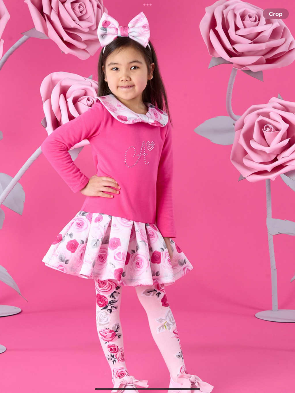 Avelorie Baby Winter Bloom Aspen Rose Print Drop Waist Dress - Fuchsia 0726788