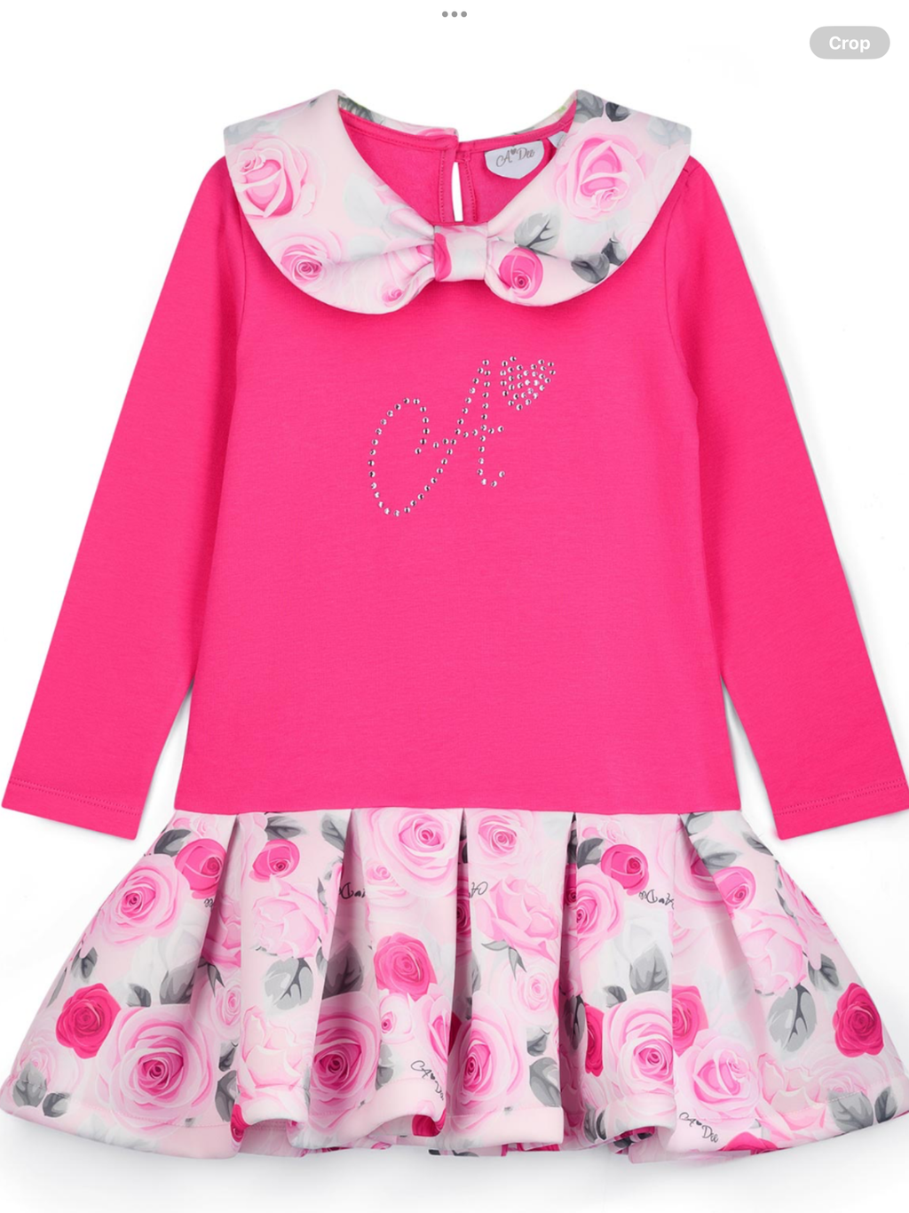 Avelorie Baby Winter Bloom Aspen Rose Print Drop Waist Dress - Fuchsia 0726788