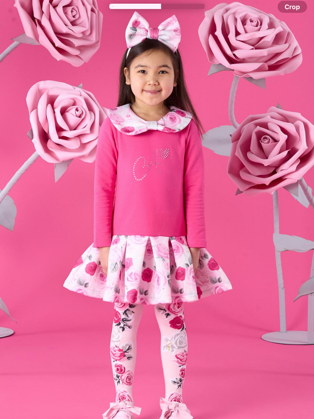 Avelorie Baby Winter Bloom Aspen Rose Print Drop Waist Dress - Fuchsia 0726788