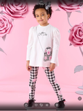 Dee Winter Bloom Arabella Houndstooth Print Legging Set - Snow White 0726797