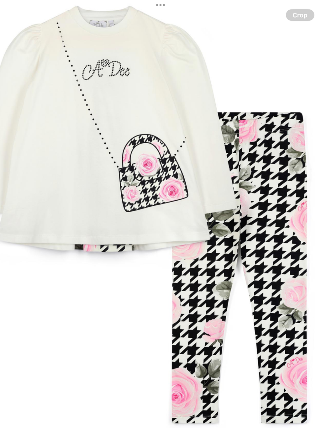 Dee Winter Bloom Arabella Houndstooth Print Legging Set - Snow White 0726797