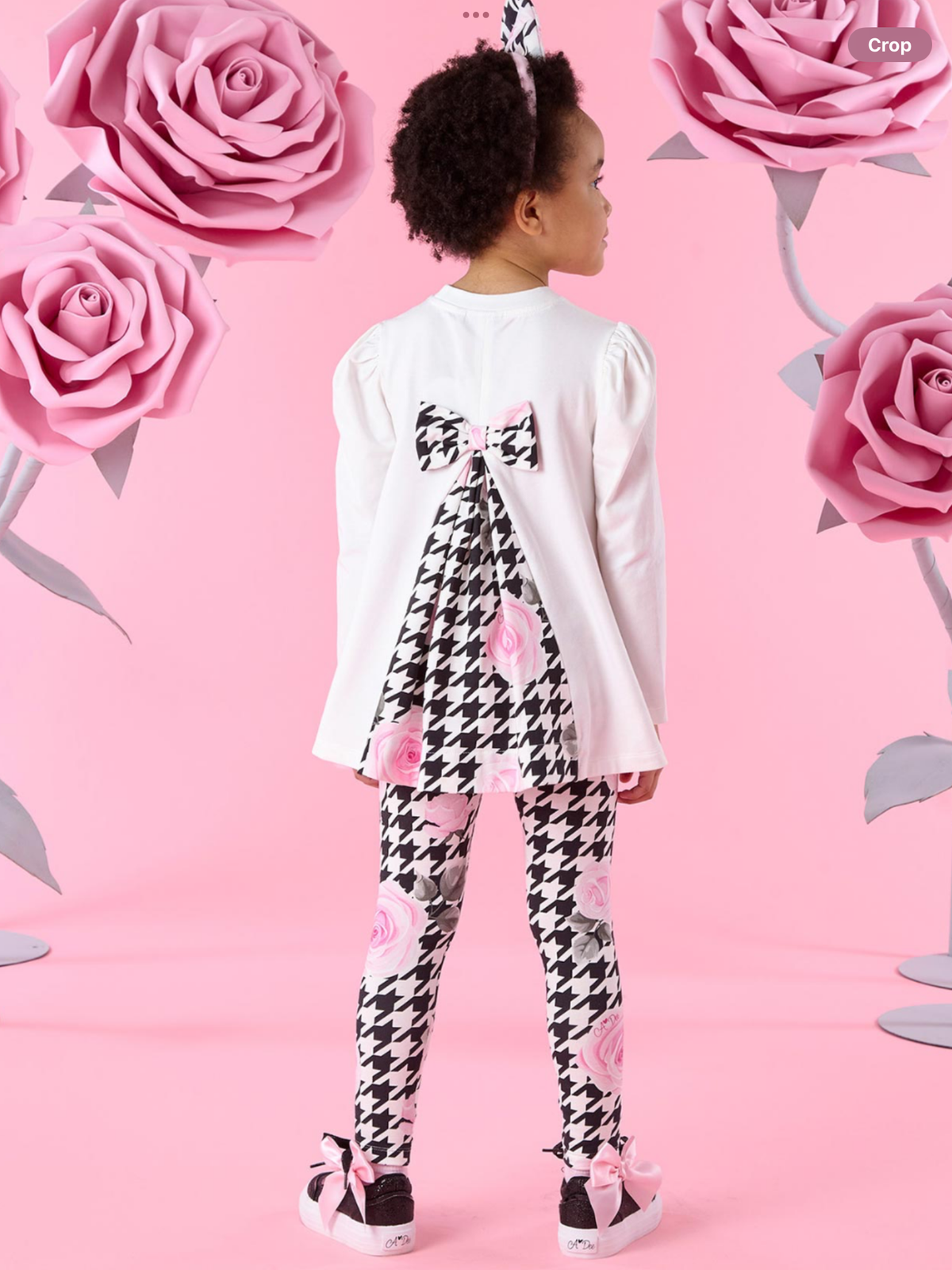 Dee Winter Bloom Arabella Houndstooth Print Legging Set - Snow White 0726797
