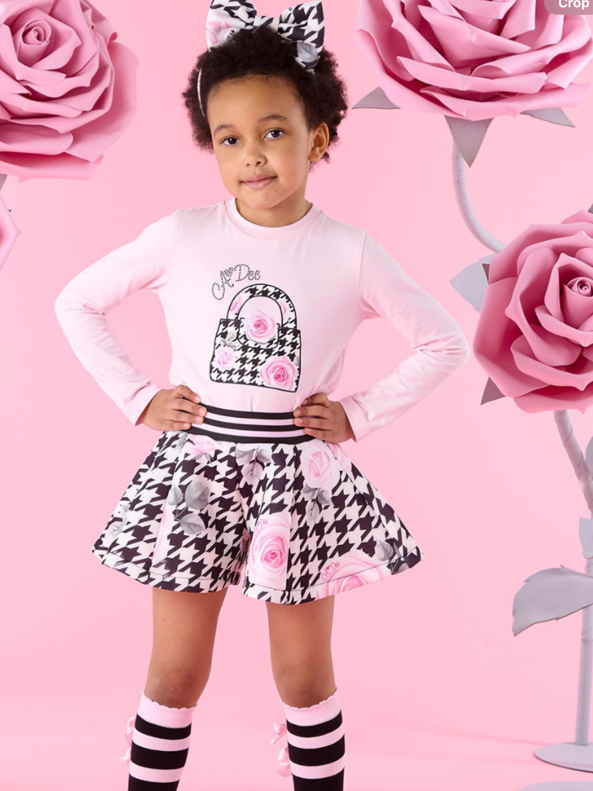 Avelorie Baby Winter Bloom Amy Houndstooth Print Short Set - Pale Pink 0726798