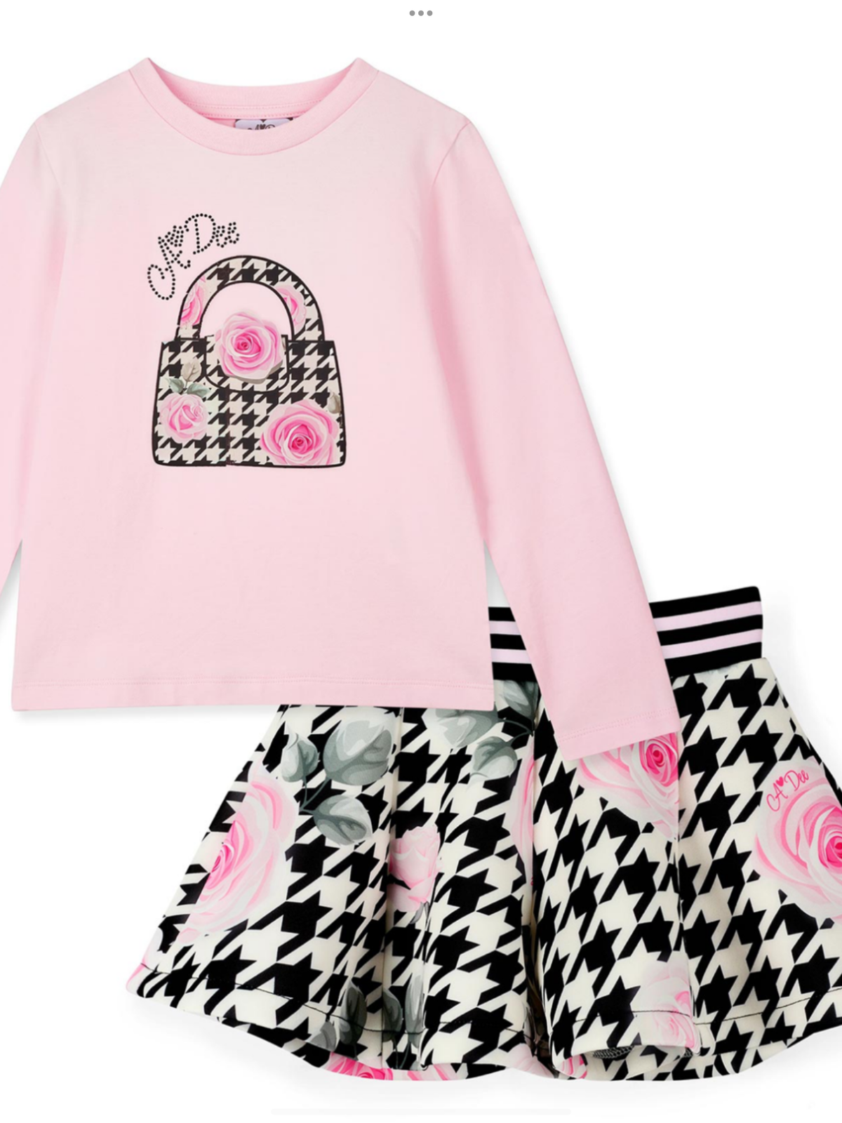 Avelorie Baby Winter Bloom Amy Houndstooth Print Short Set - Pale Pink 0726798