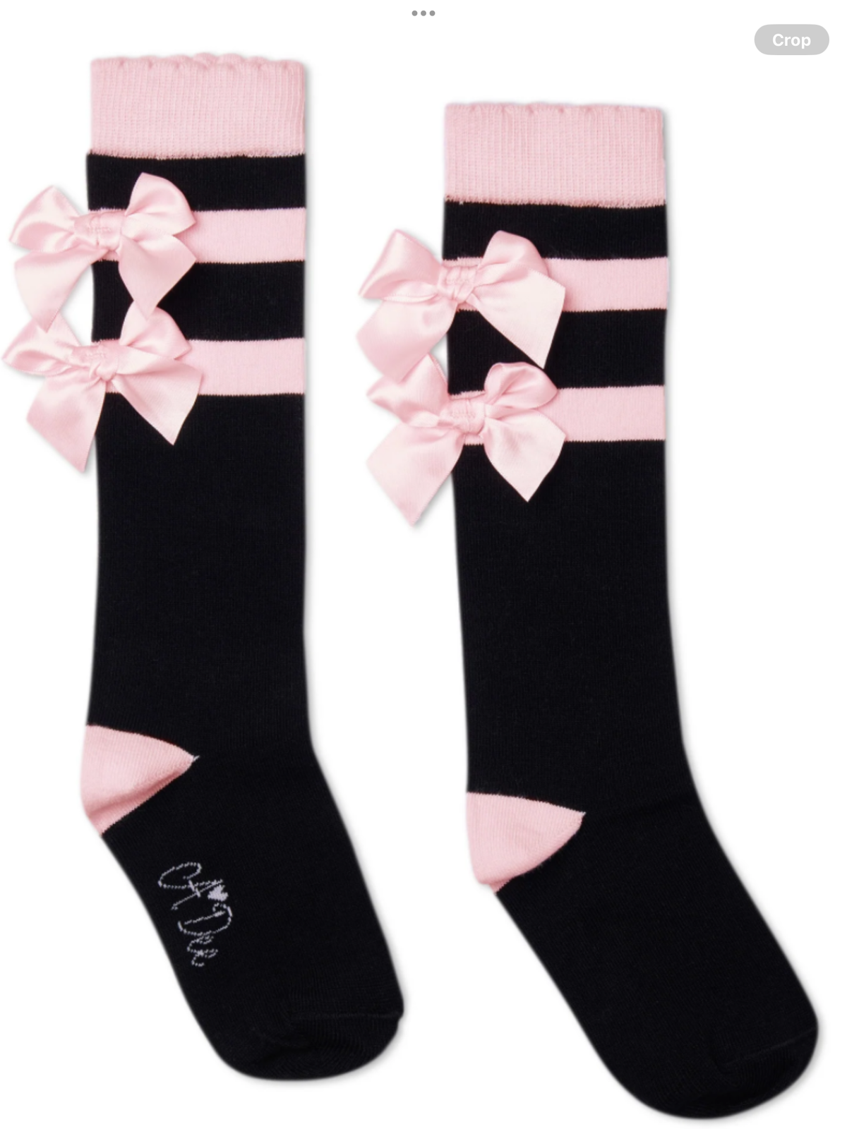Avelorie Baby Girls ASTRID Black Stripe Bow Knee High Socks 0726801