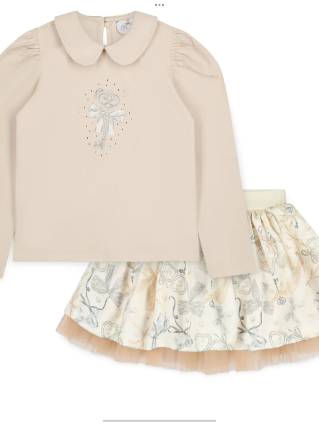 Avelorie Baby Eau De Avelorie Baby Brie Bow Print Skirt Set - Stone Beige 0726806