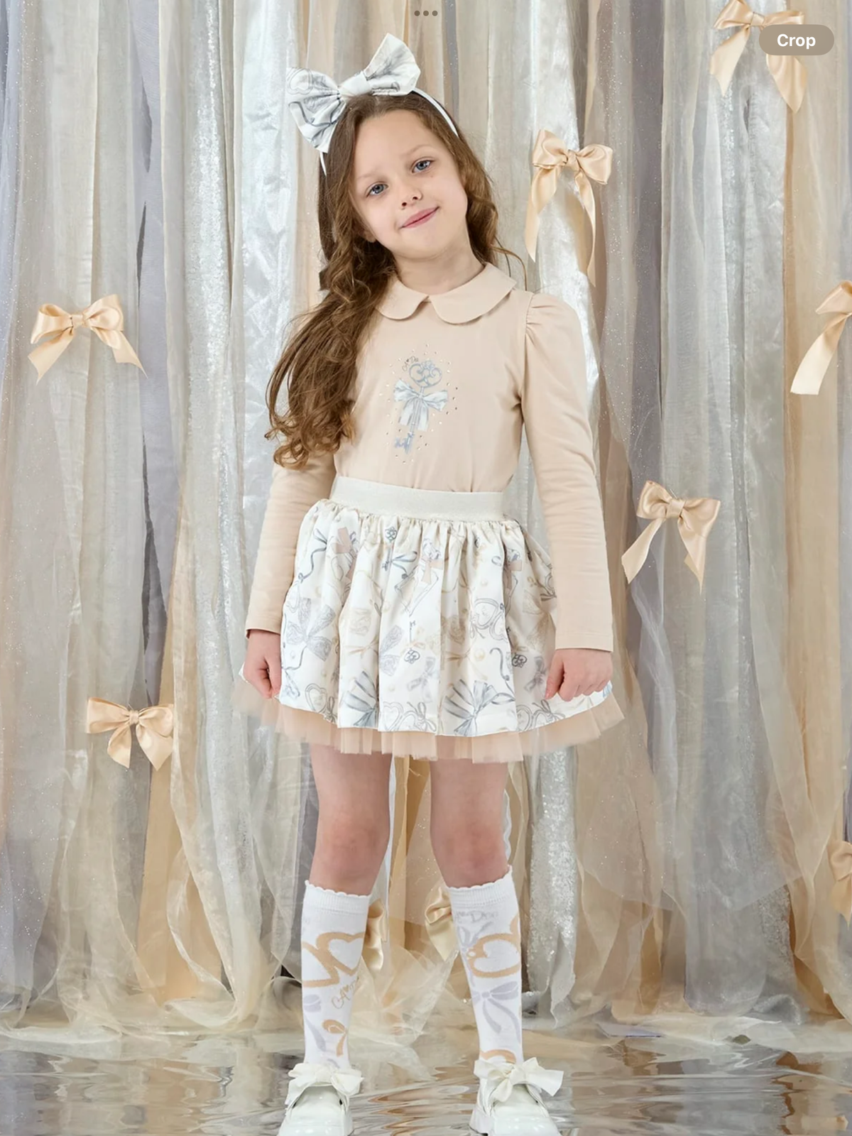 Avelorie Baby Eau De Avelorie Baby Brie Bow Print Skirt Set - Stone Beige 0726806