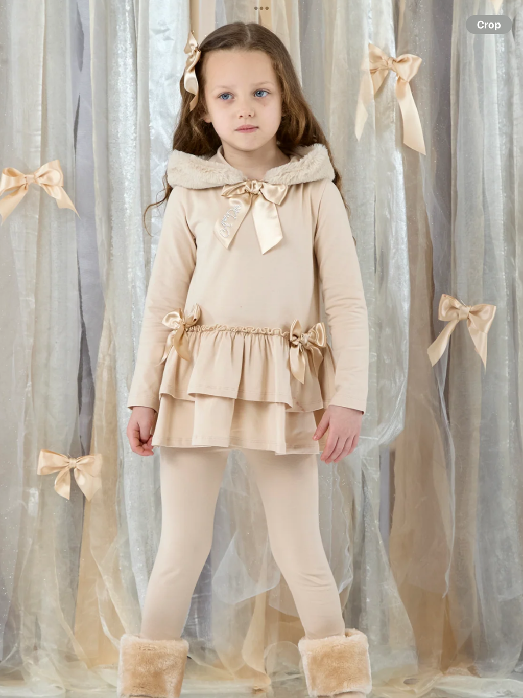 Avelorie Baby Girls Alina Stone Beige Fur Hood Legging Set  0726809