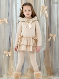 Avelorie Baby Girls Alina Stone Beige Fur Hood Legging Set  0726809