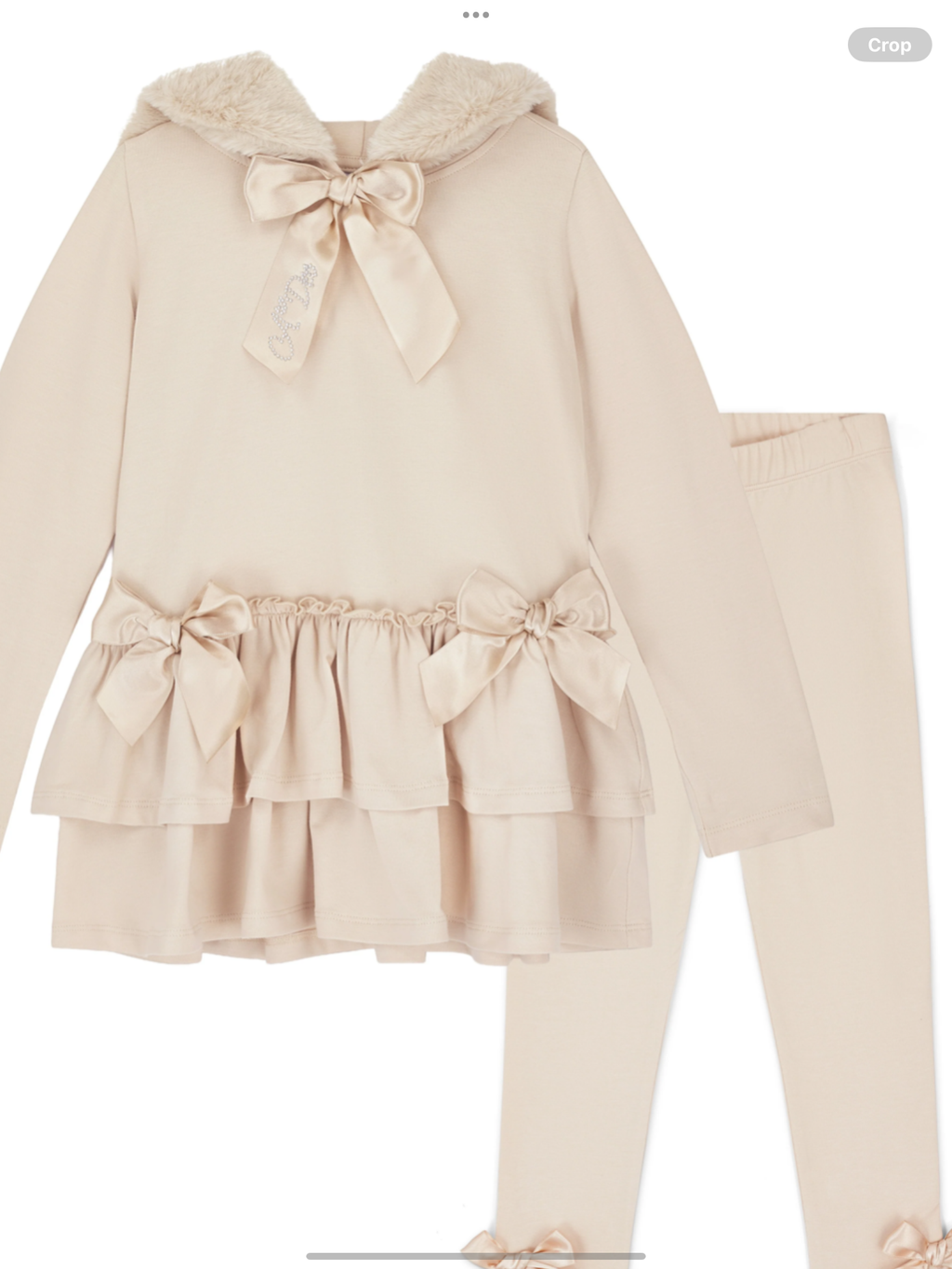 Avelorie Baby Girls Alina Stone Beige Fur Hood Legging Set  0726809