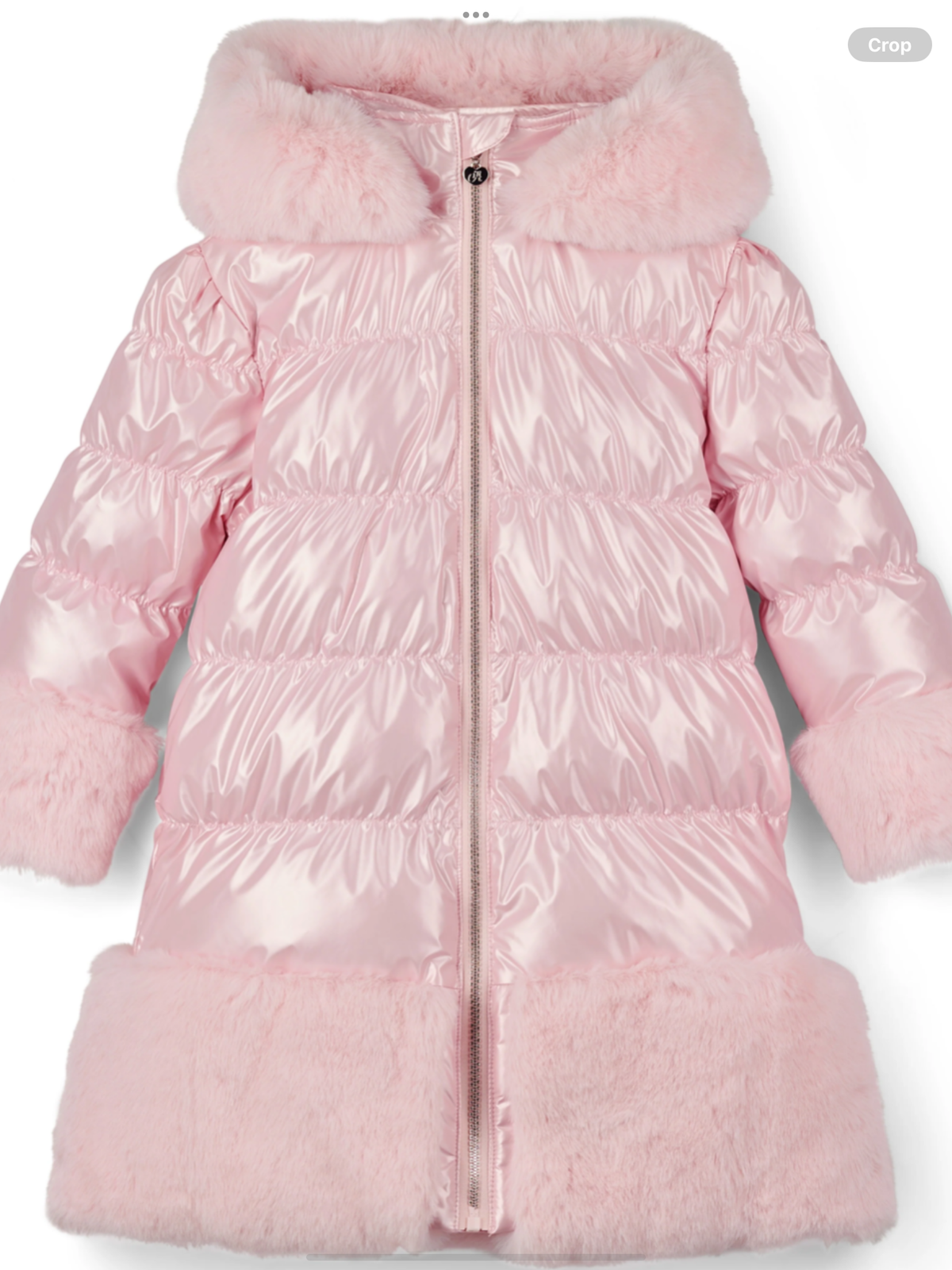 A'Dee Girls Pale Pink Fur Trim Coat    0726812