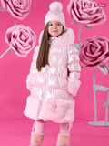 A'Dee Girls Pale Pink Fur Trim Coat    0726812