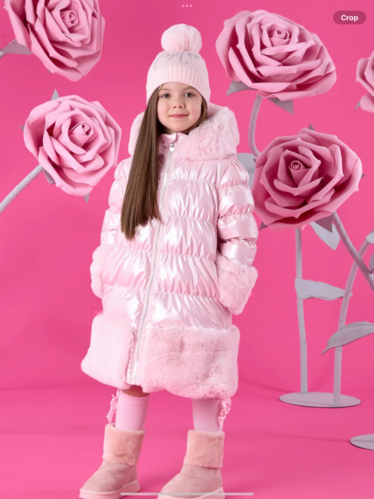 A'Dee Girls Pale Pink Fur Trim Coat    0726812