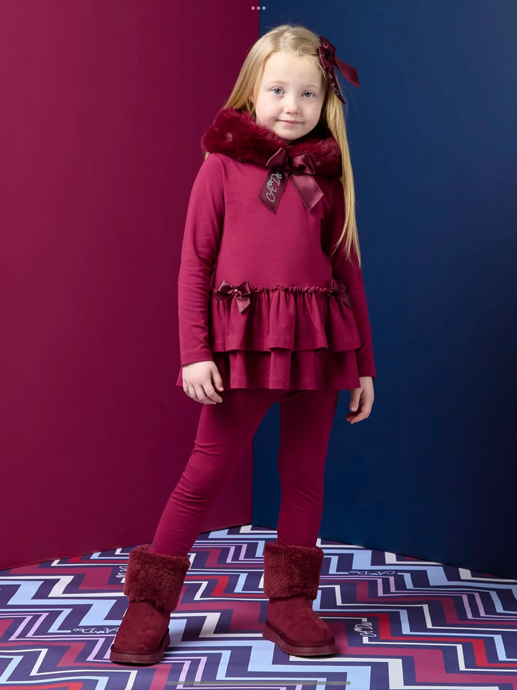 Avelorie Baby Girls Cherry Fur Hood 'Alina' Leggings Set 0726816