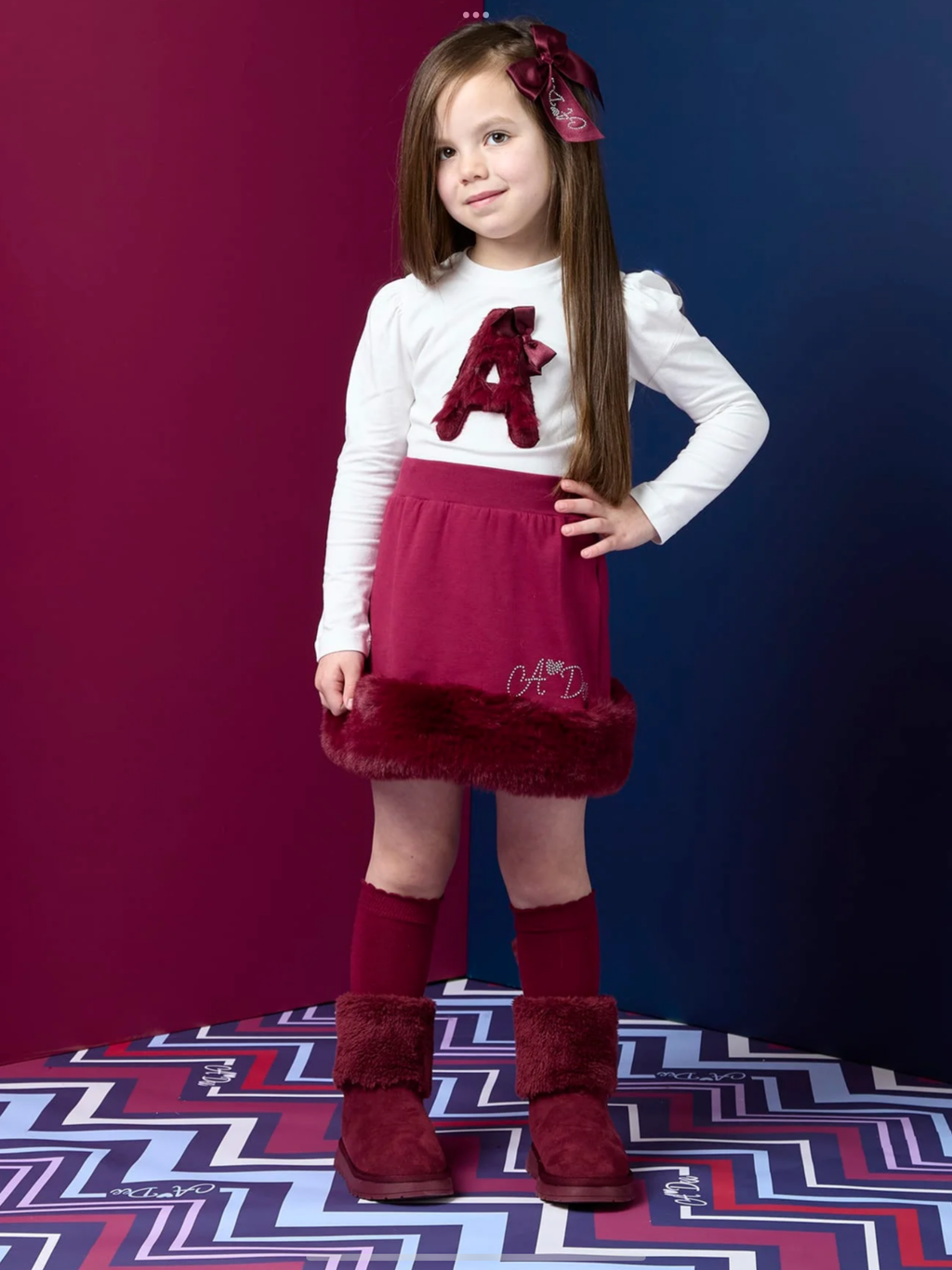 Avelorie Baby Girls Cherry Fur 'Andrea' Skirt Set. 0726817