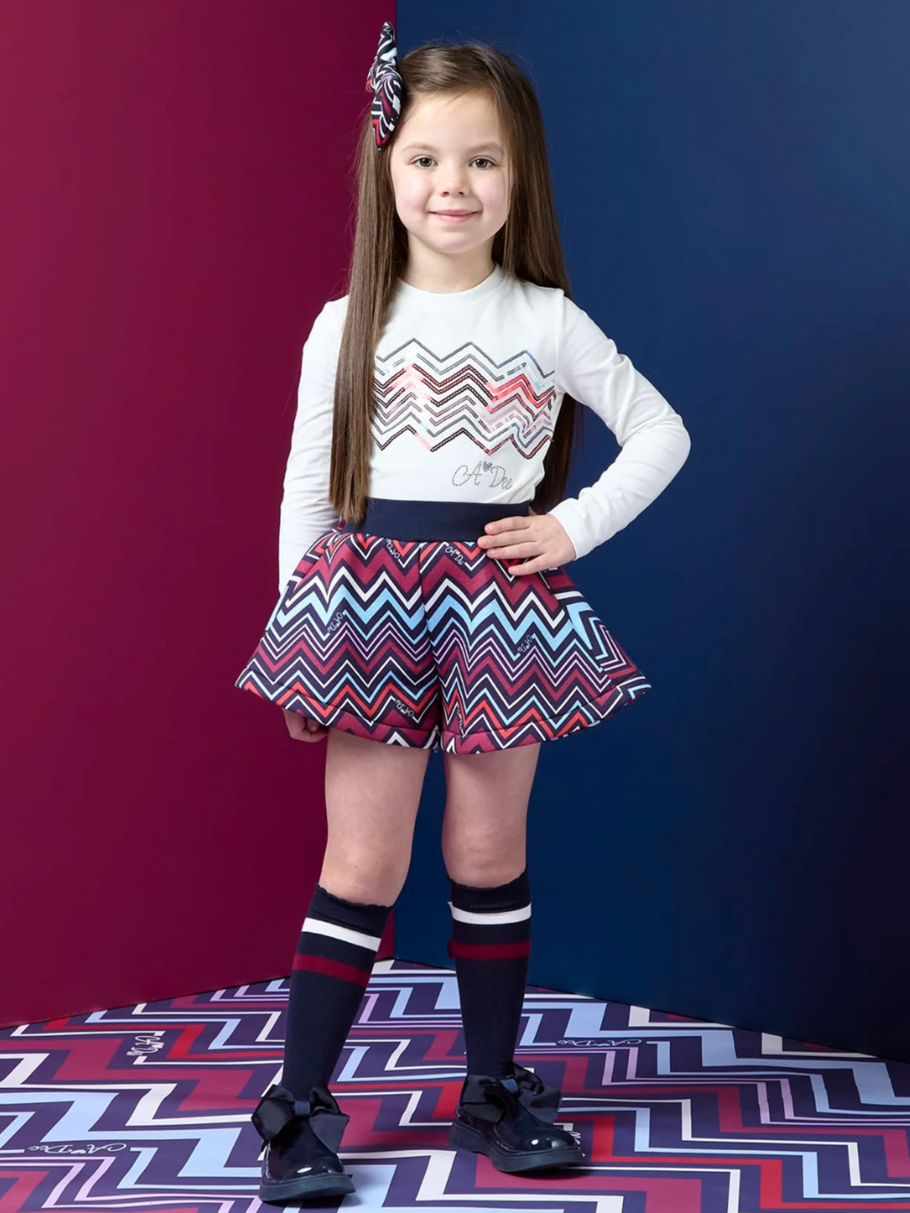 Avelorie Baby Girls Chevron Print 'Clara' Shorts Suit 0726824