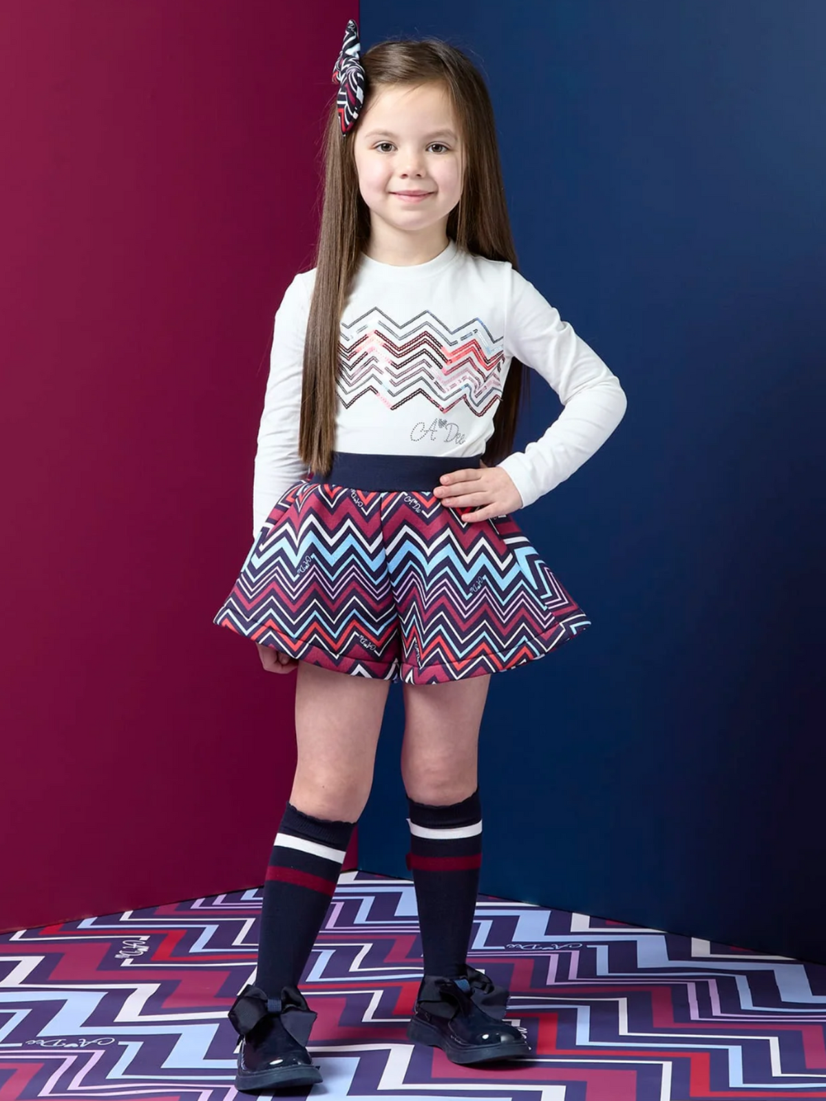 Avelorie Baby Girls Chevron Print 'Clara' Shorts Suit 0726824