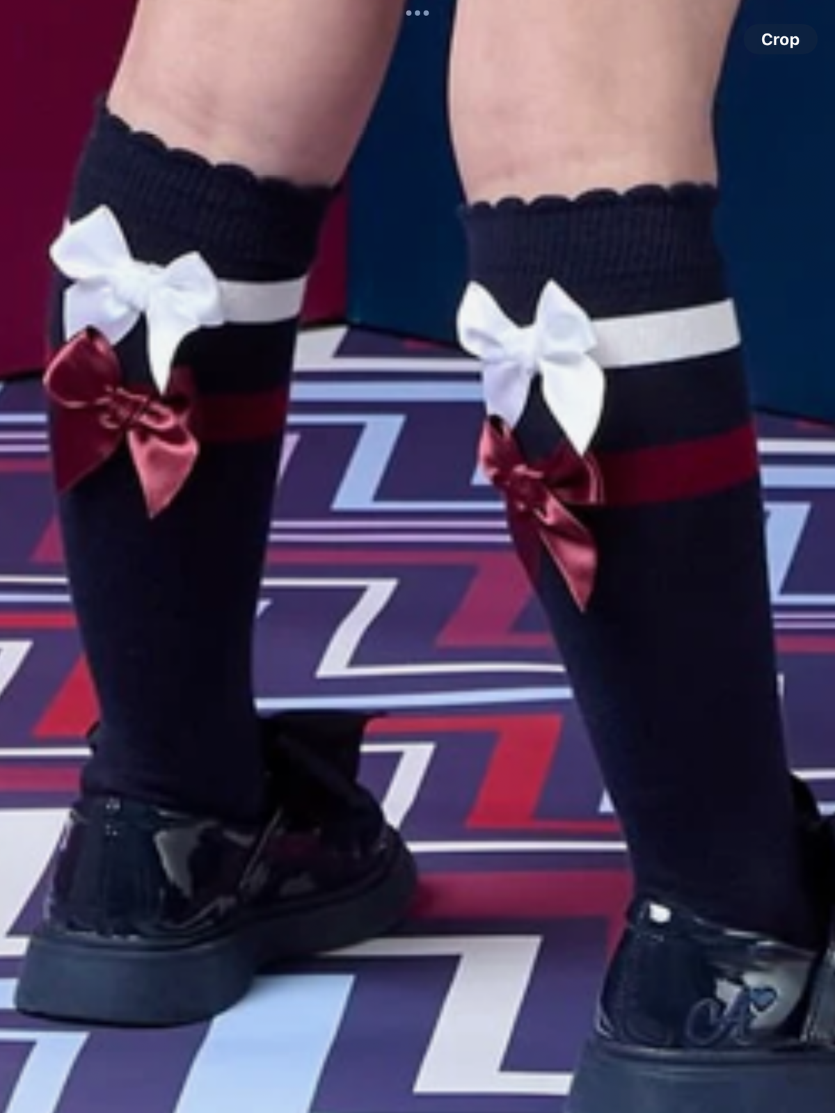 Avelorie Baby Chevron Charm Astrid Stripe & Bow Knee High Socks - Dark Navy 0726829