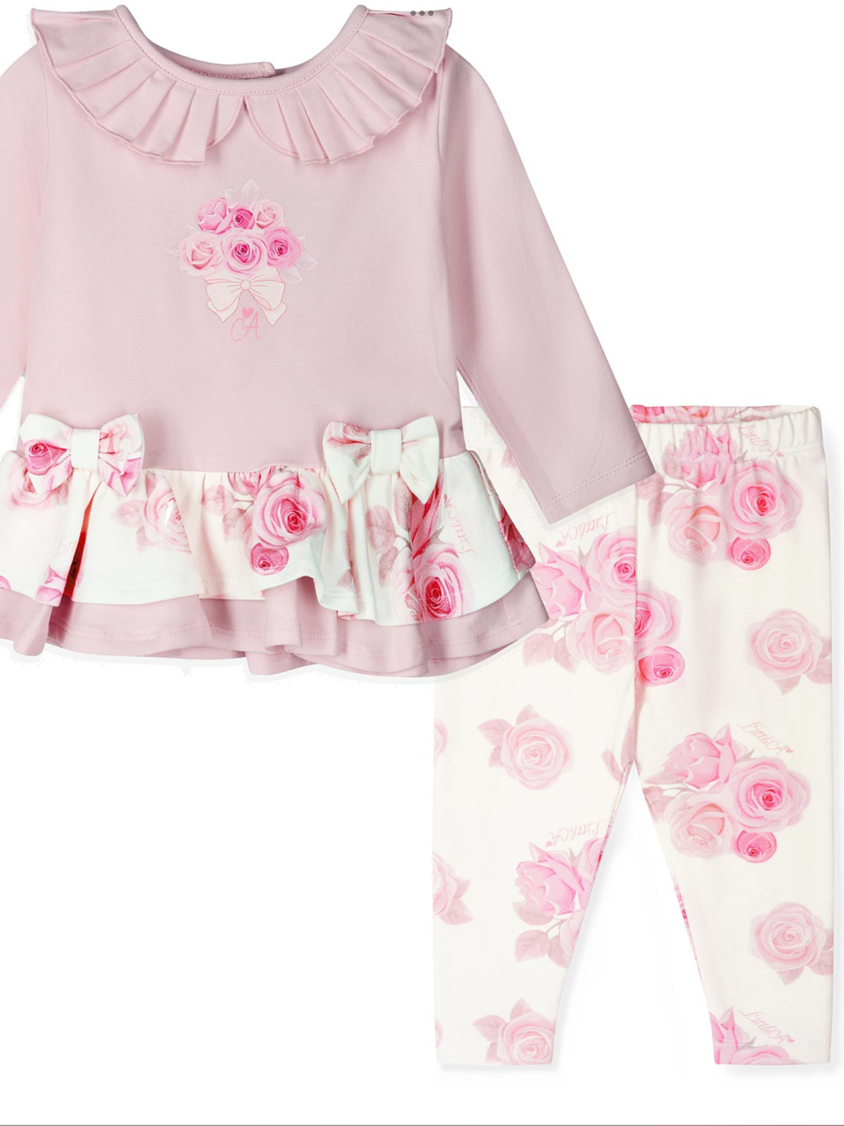 Avelorie Baby Girls Little Bloom Collection Daisy Rose Print Legging Set - Pale Pink 0726835
